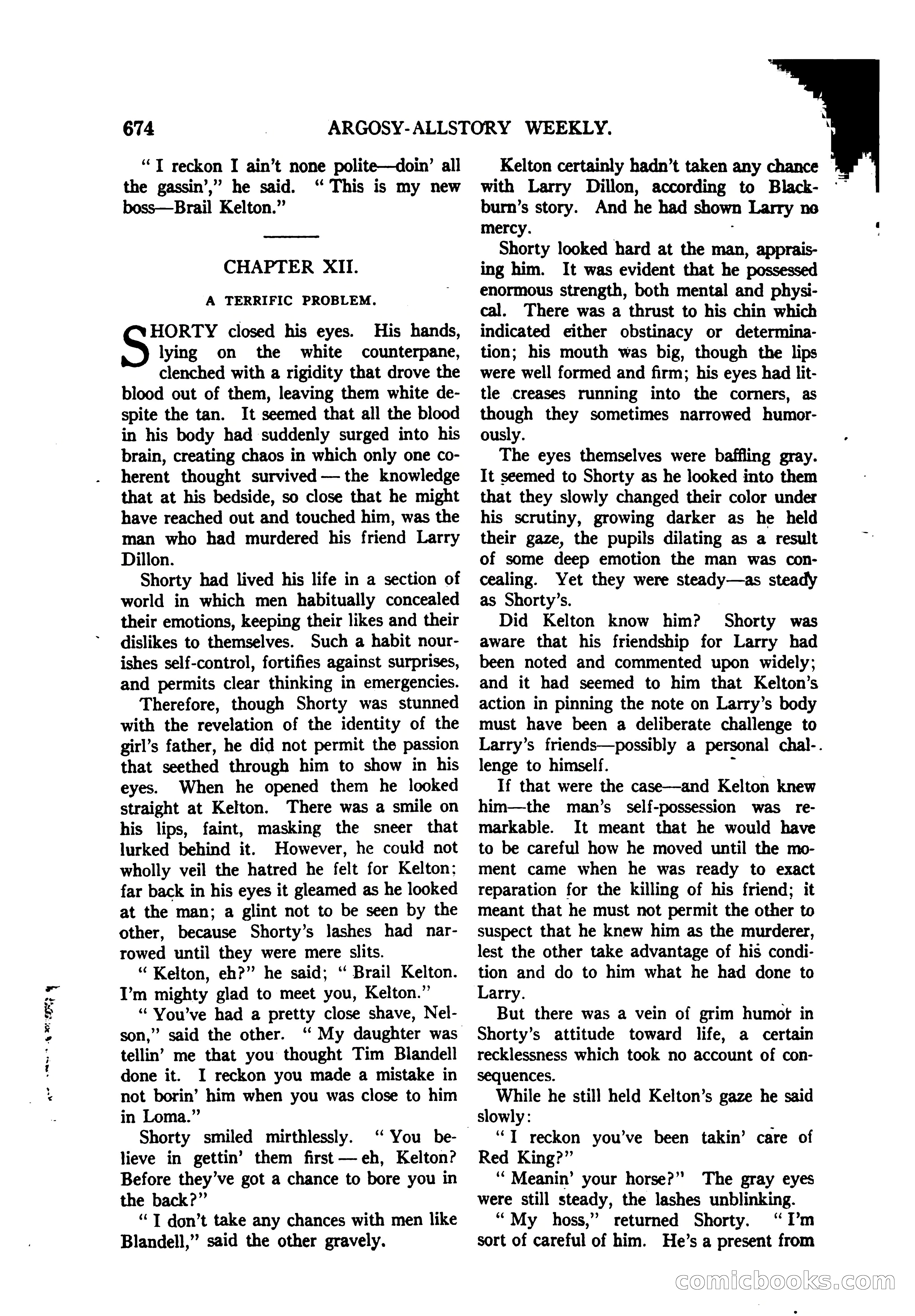 Argosy All-Story Weekly — "The Purple Limited" — page 108 of 208
