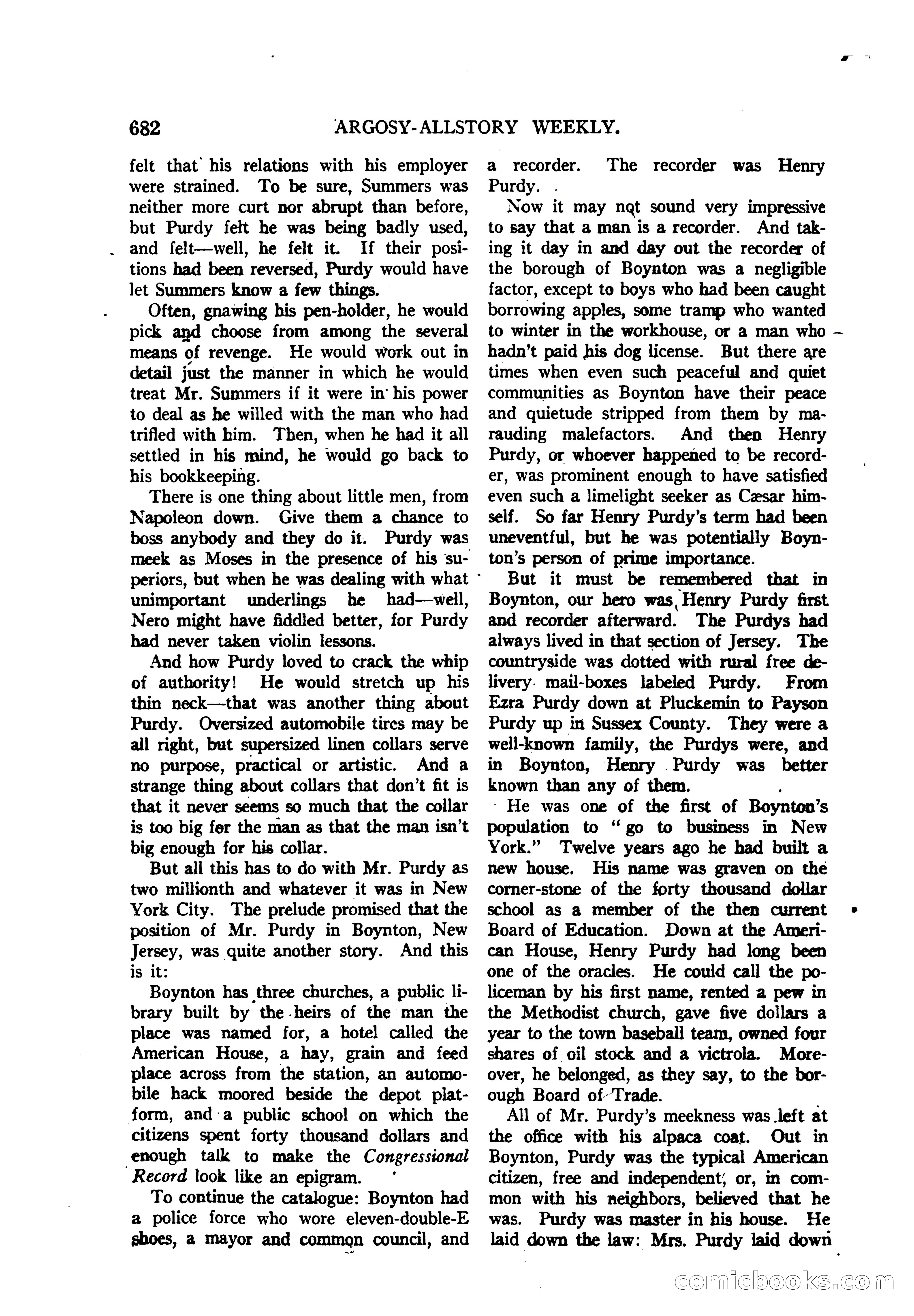 Argosy All-Story Weekly — "The Purple Limited" — page 116 of 208