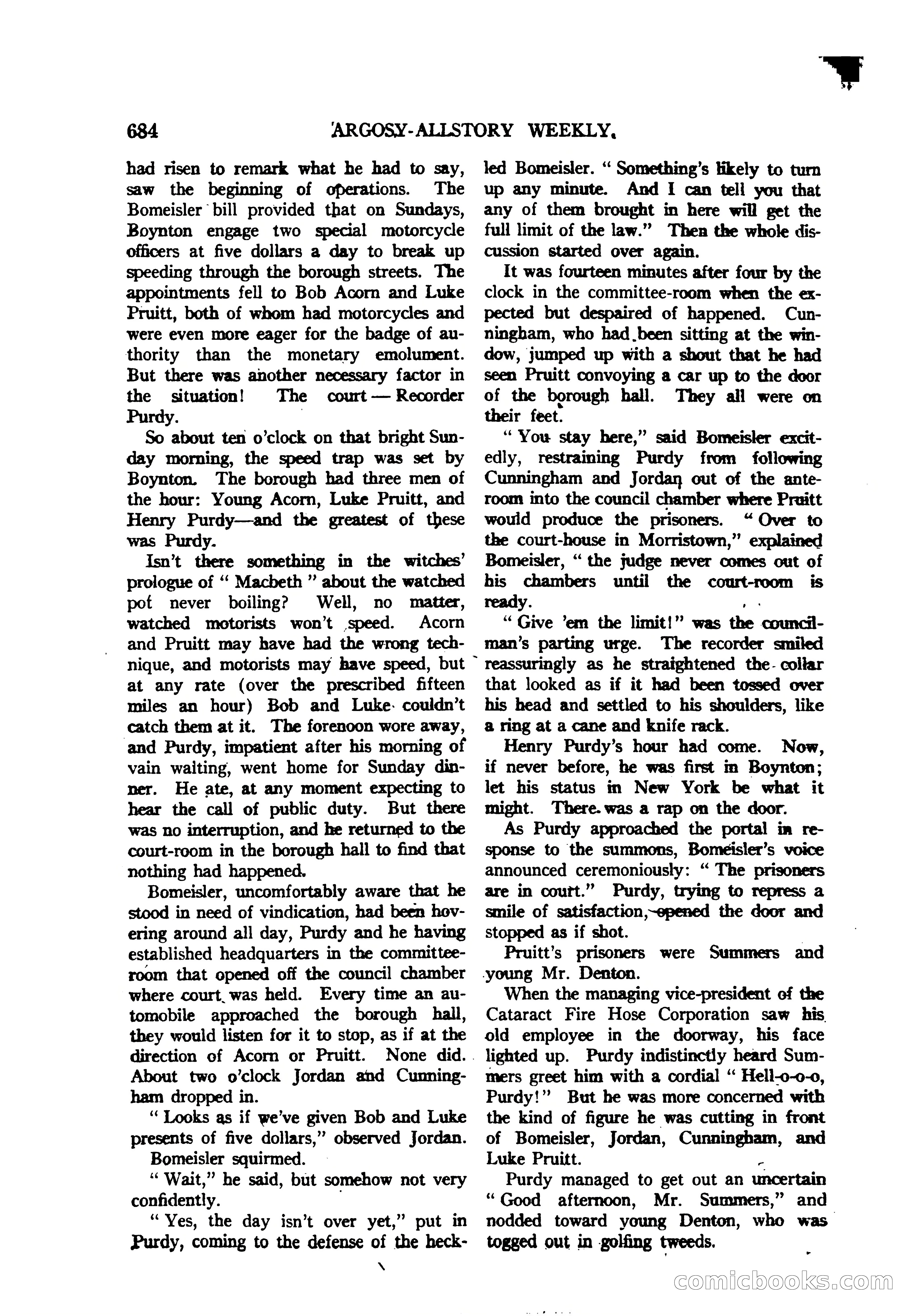 Argosy All-Story Weekly — "The Purple Limited" — page 118 of 208