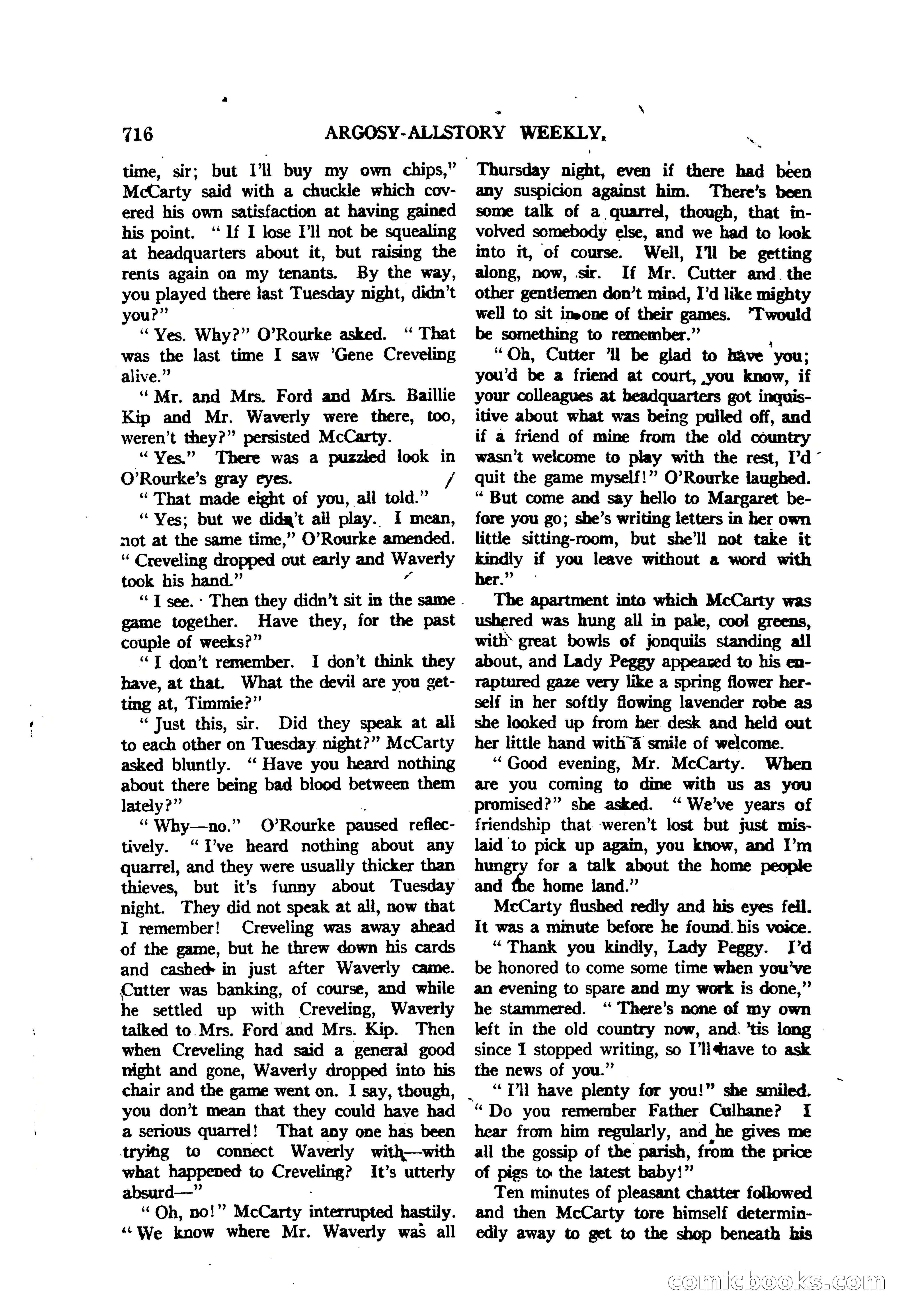 Argosy All-Story Weekly — "The Purple Limited" — page 150 of 208