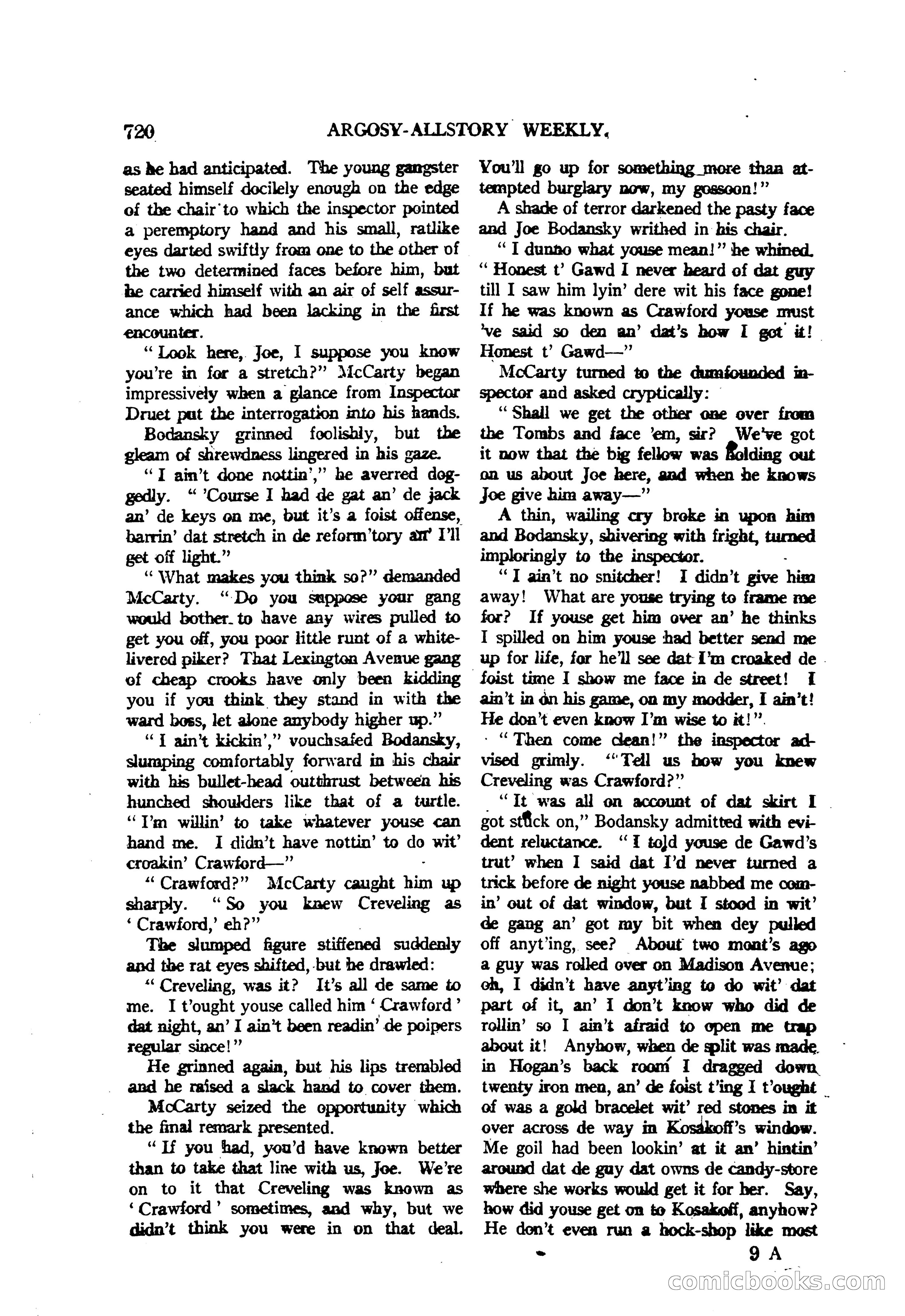 Argosy All-Story Weekly — "The Purple Limited" — page 154 of 208