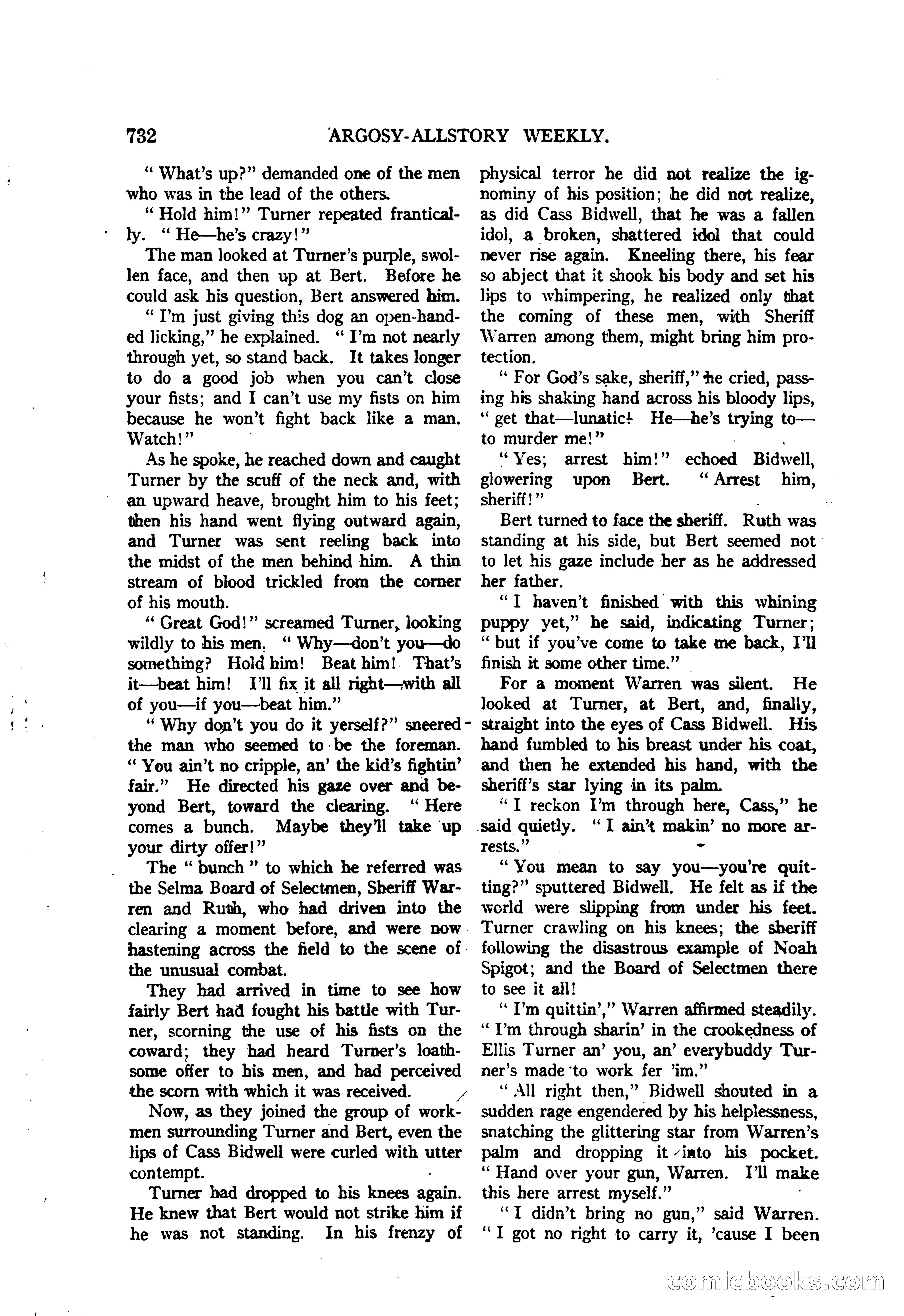 Argosy All-Story Weekly — "The Purple Limited" — page 166 of 208