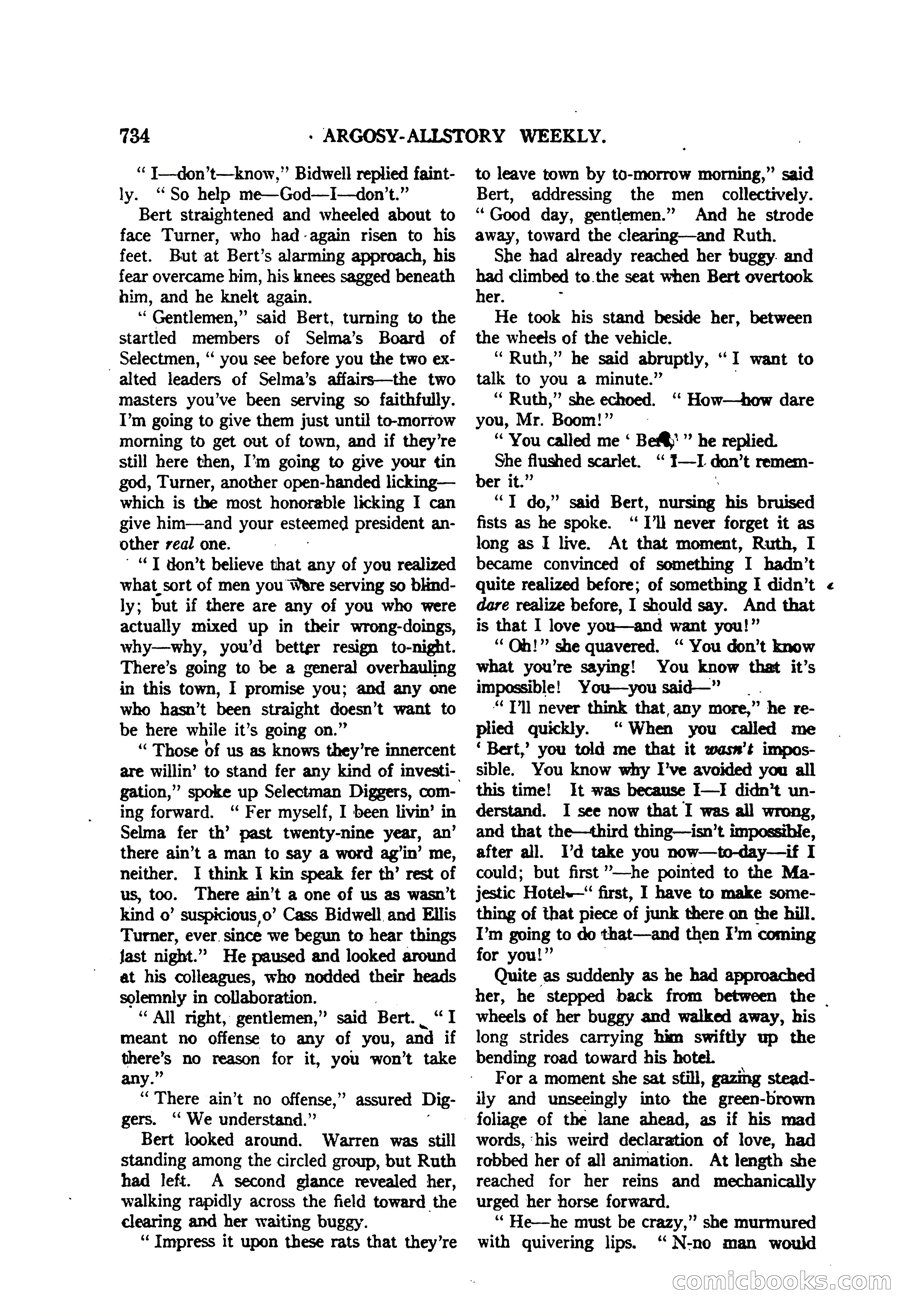 Argosy All-Story Weekly — "The Purple Limited" — page 168 of 208
