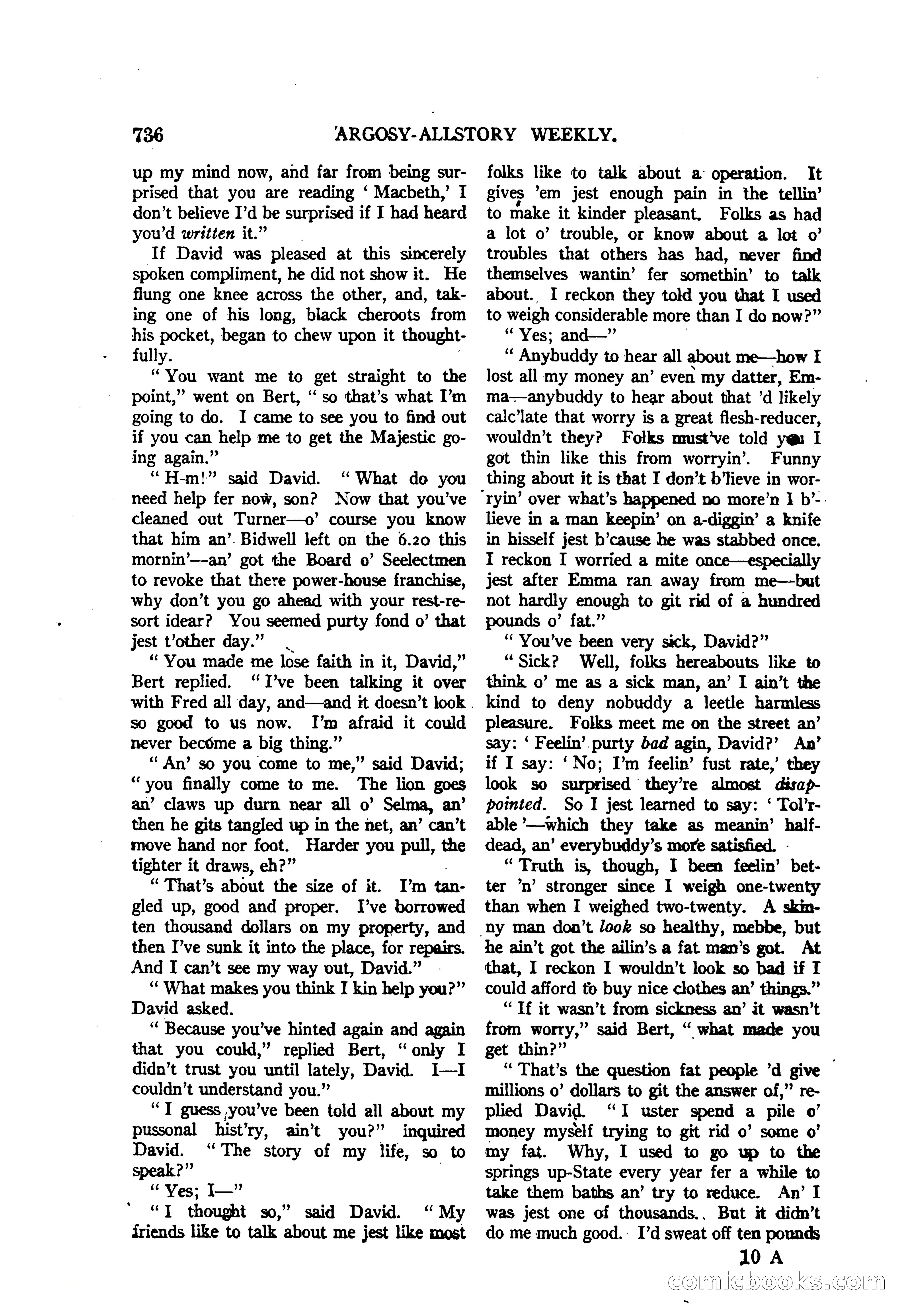 Argosy All-Story Weekly — "The Purple Limited" — page 170 of 208