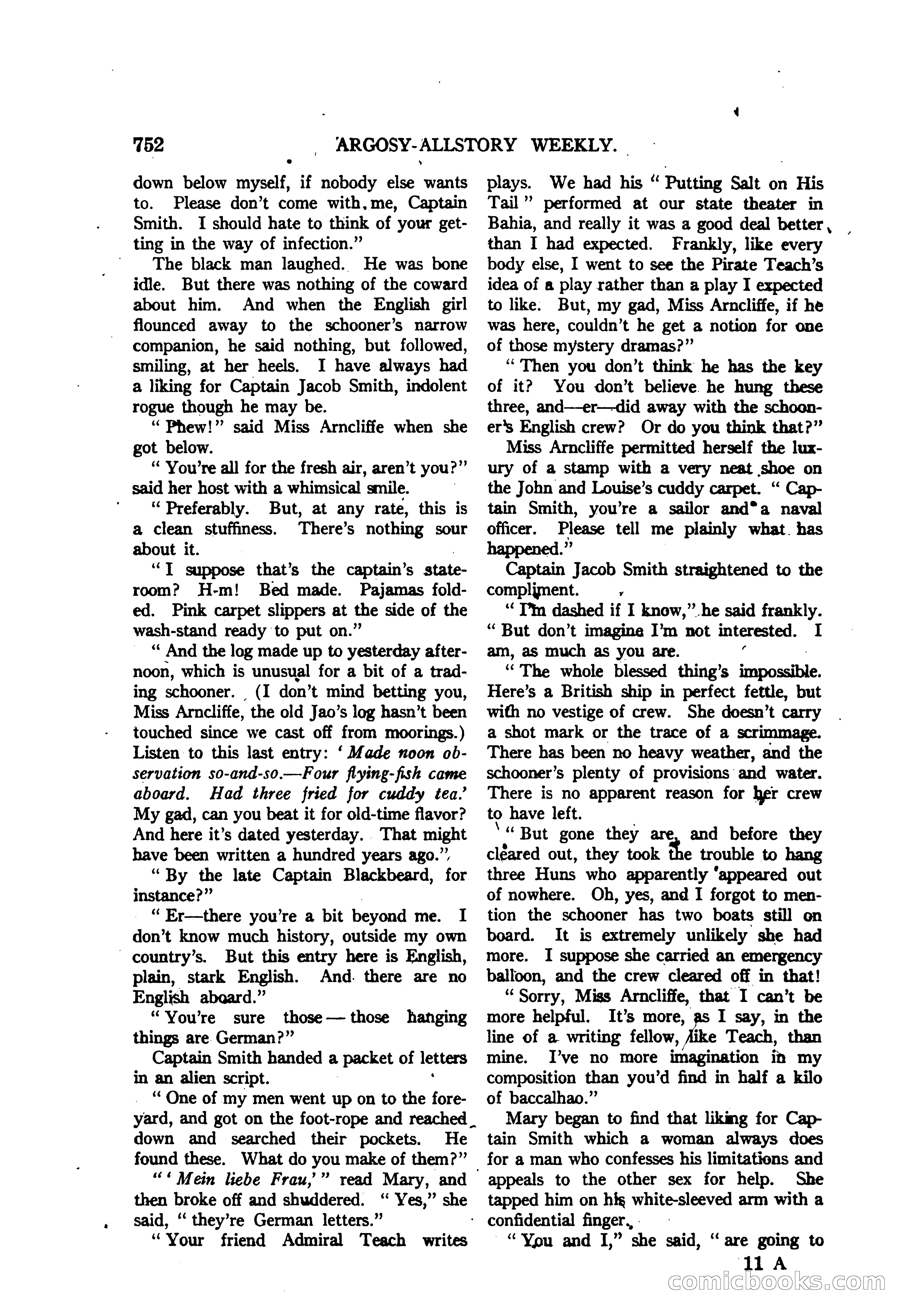 Argosy All-Story Weekly — "The Purple Limited" — page 186 of 208