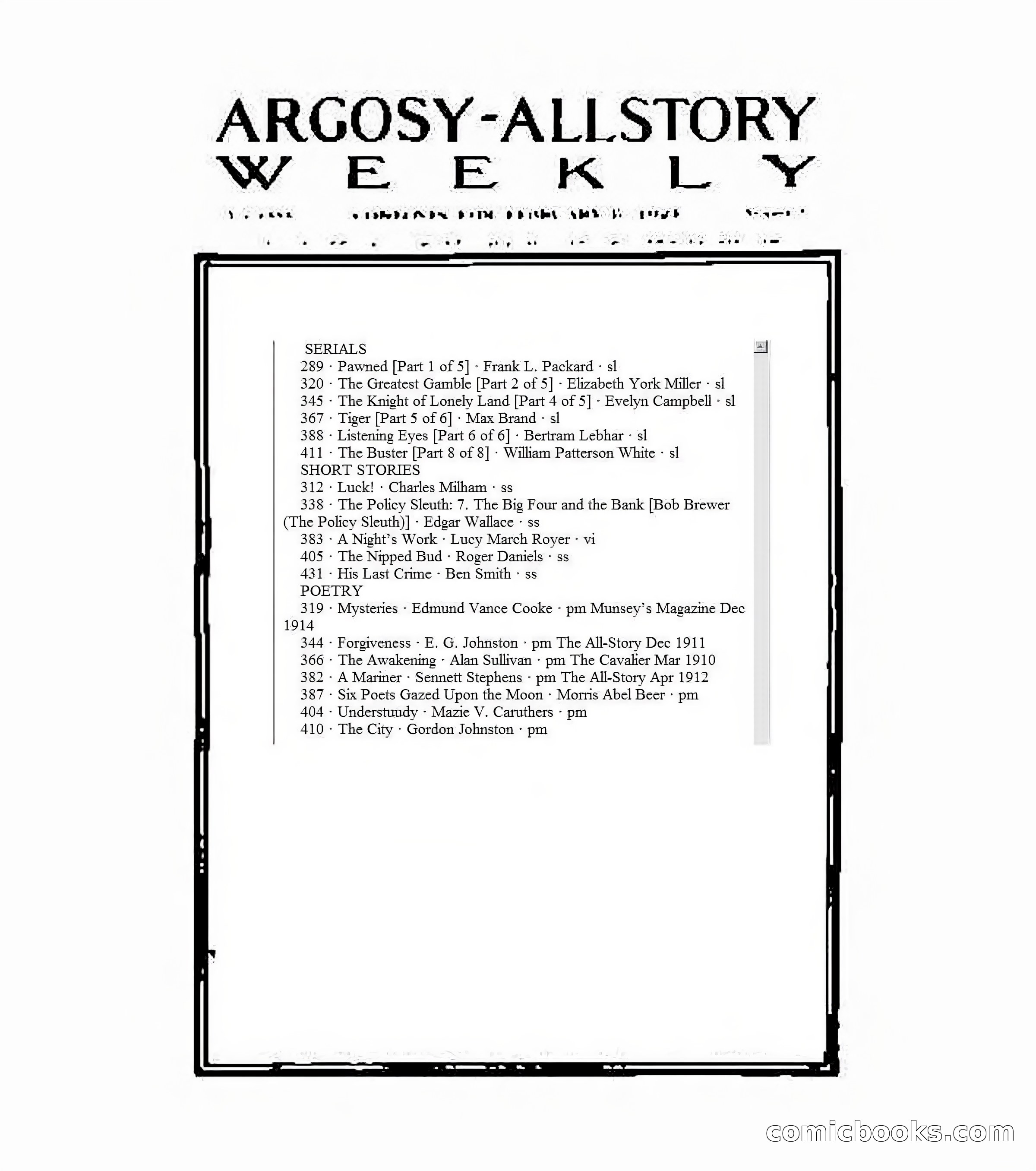 Argosy All-Story Weekly, February 5, 1921 — page 2 of 146