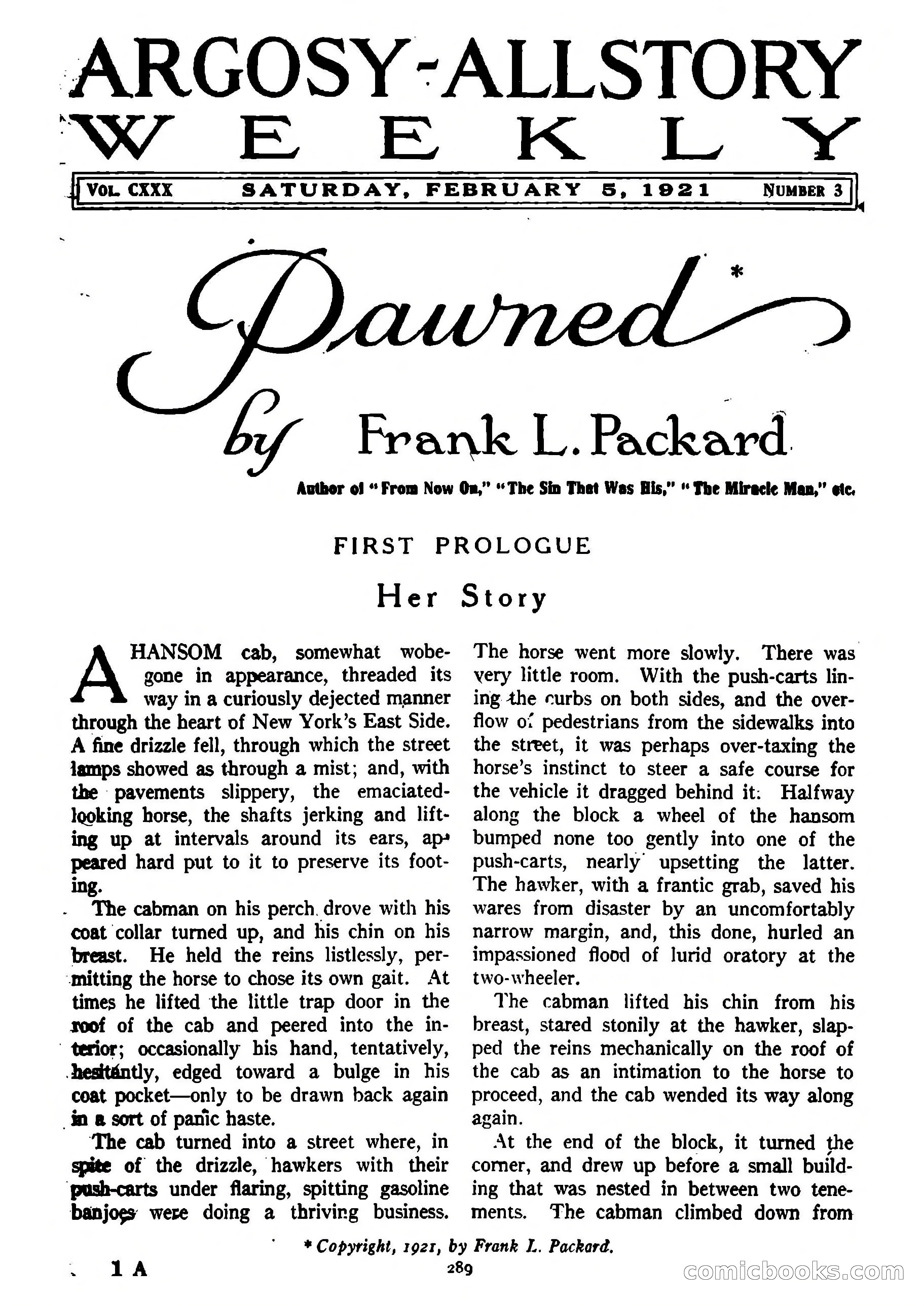 Argosy All-Story Weekly, February 5, 1921 — page 3 of 146