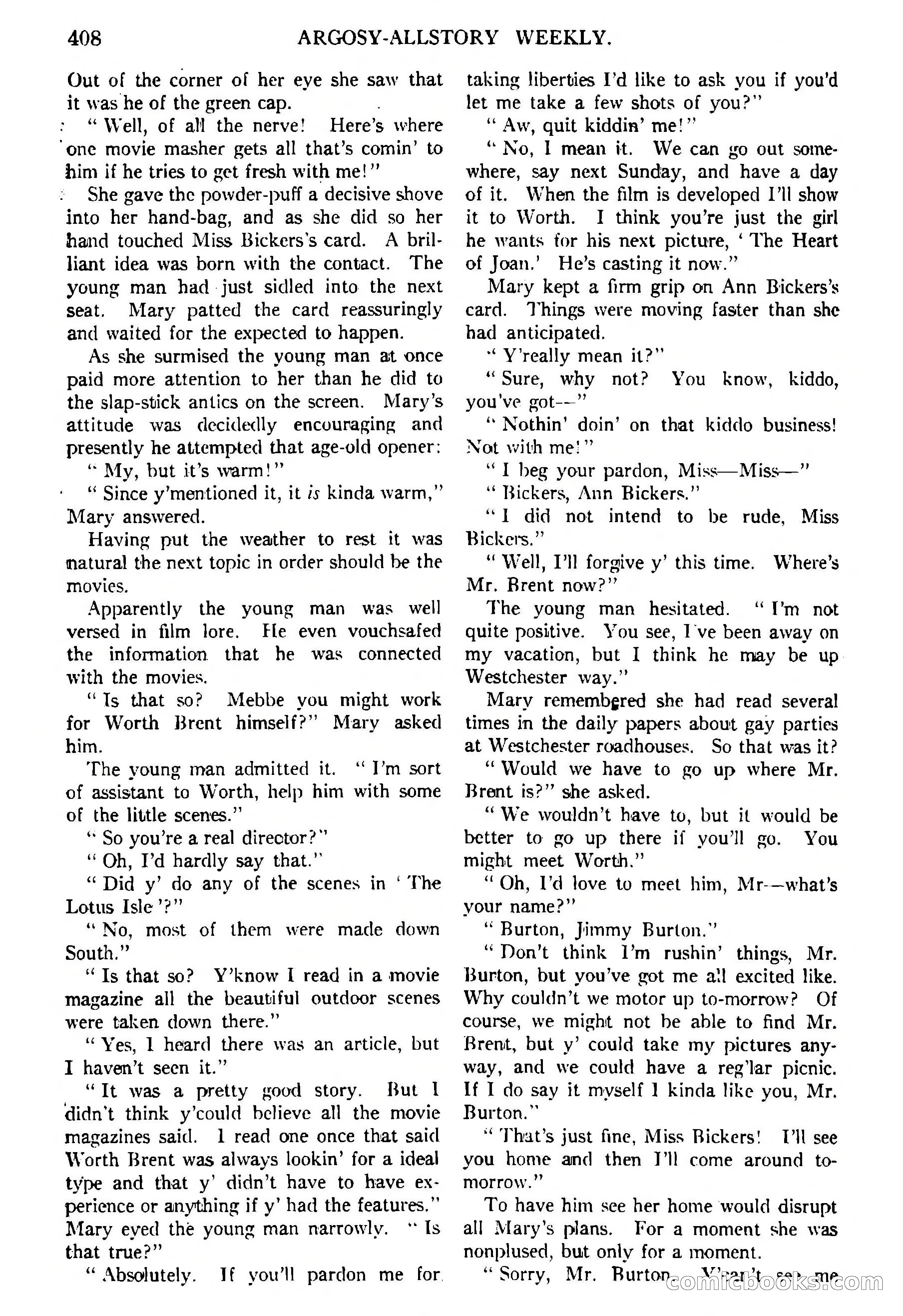 Argosy All-Story Weekly, February 5, 1921 — page 122 of 146