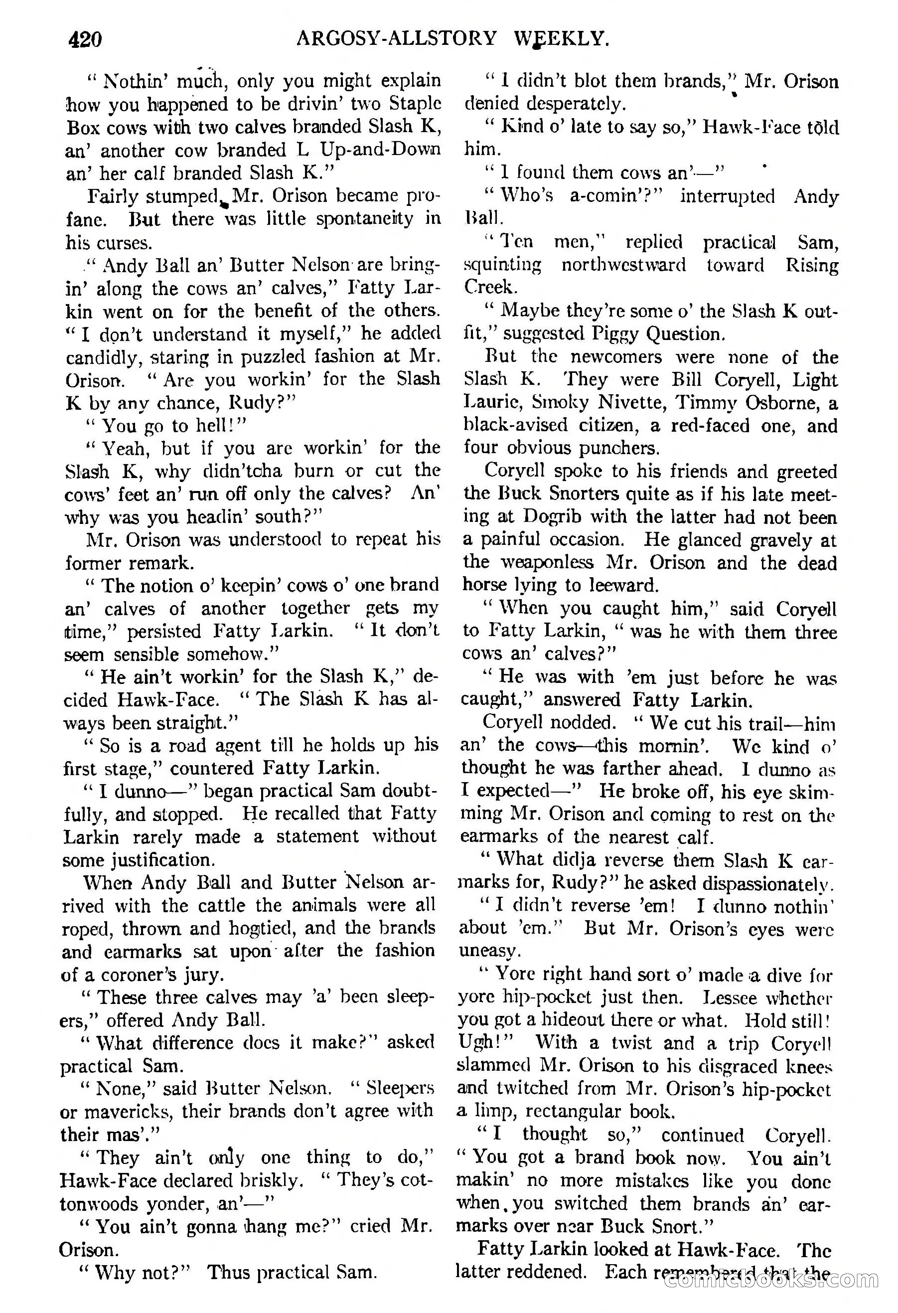 Argosy All-Story Weekly, February 5, 1921 — page 134 of 146