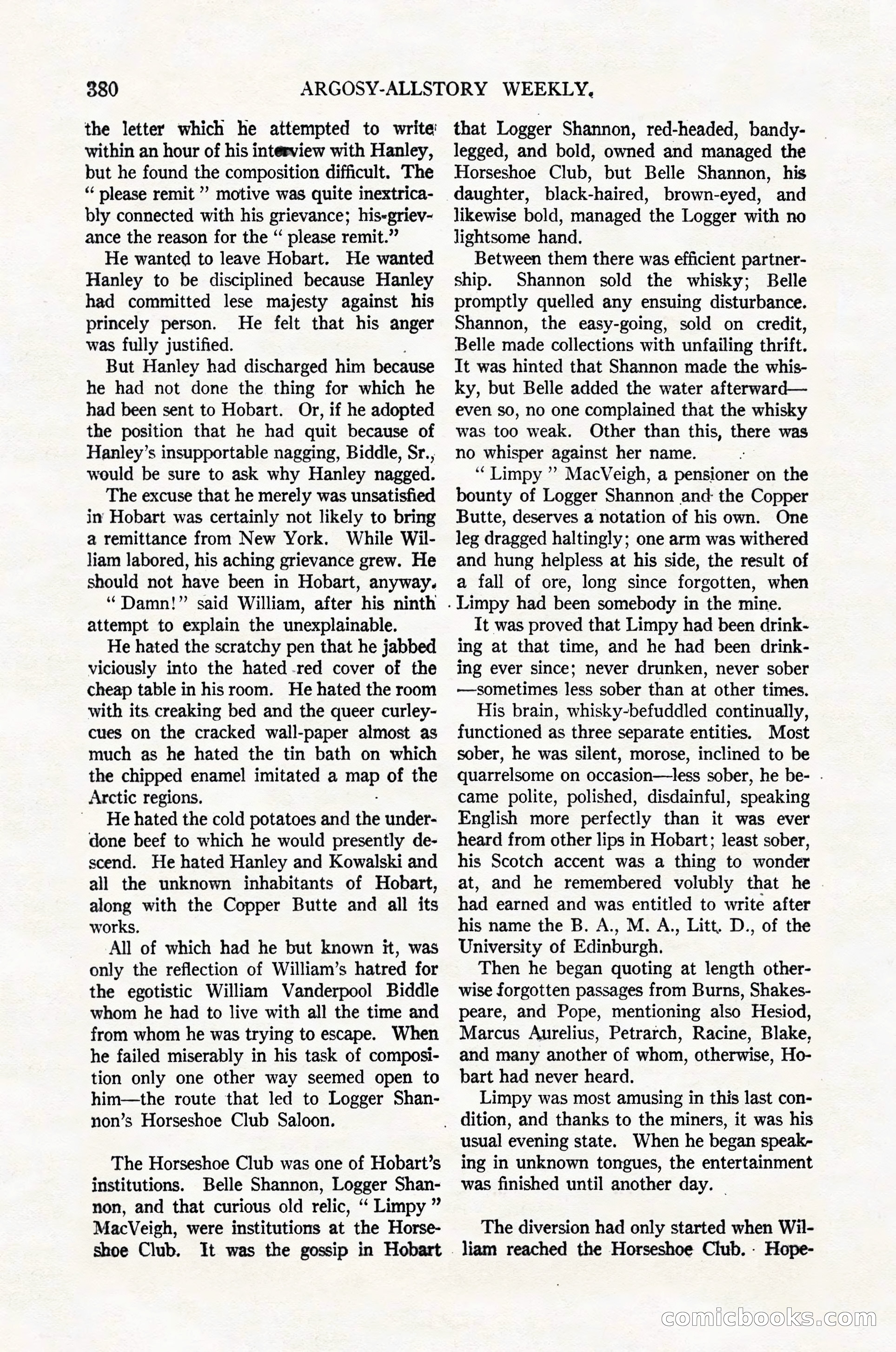 Argosy All-Story Weekly, February 4, 1922 — page 70 of 178