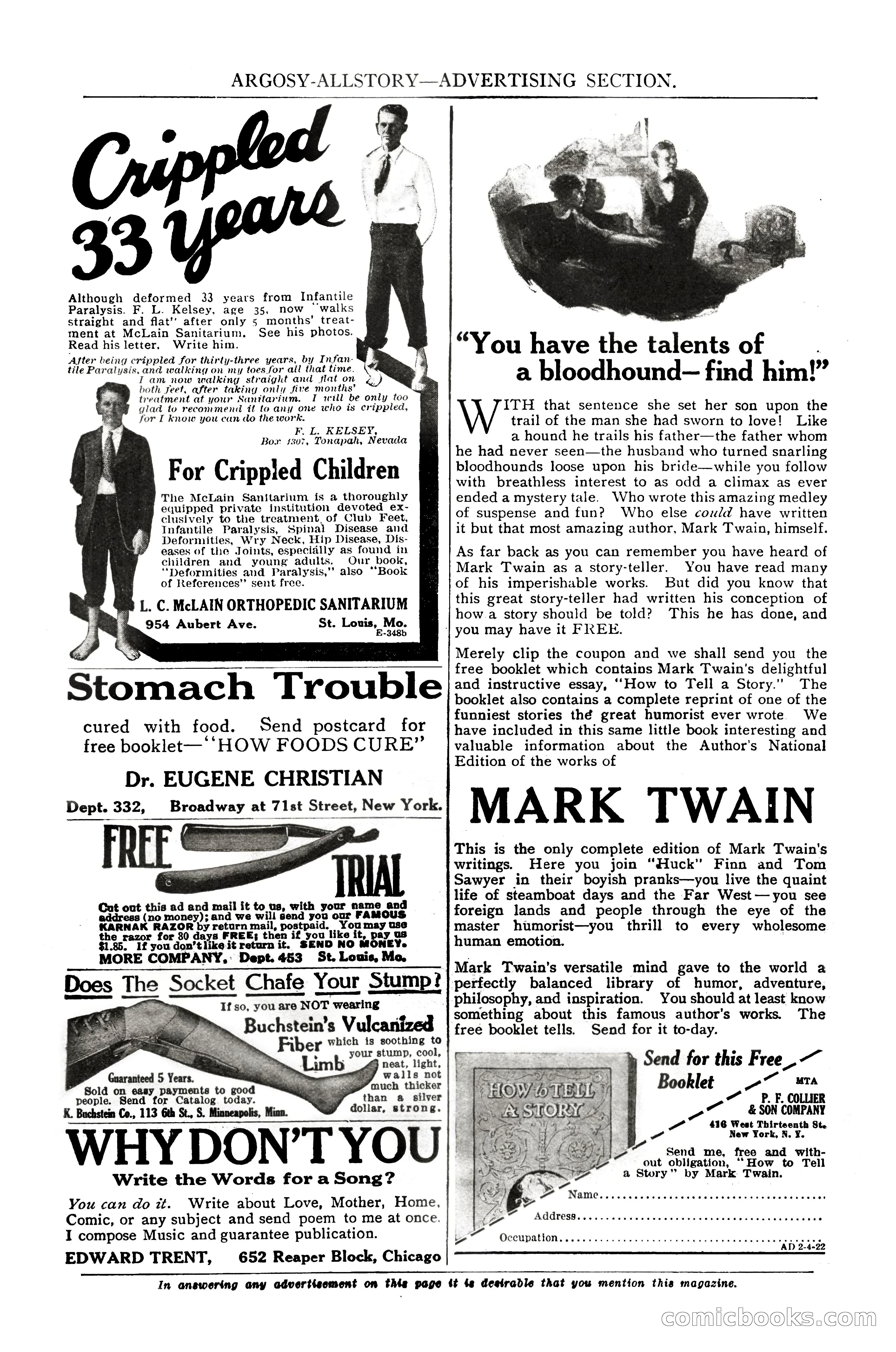 Argosy All-Story Weekly, February 4, 1922 — page 173 of 178