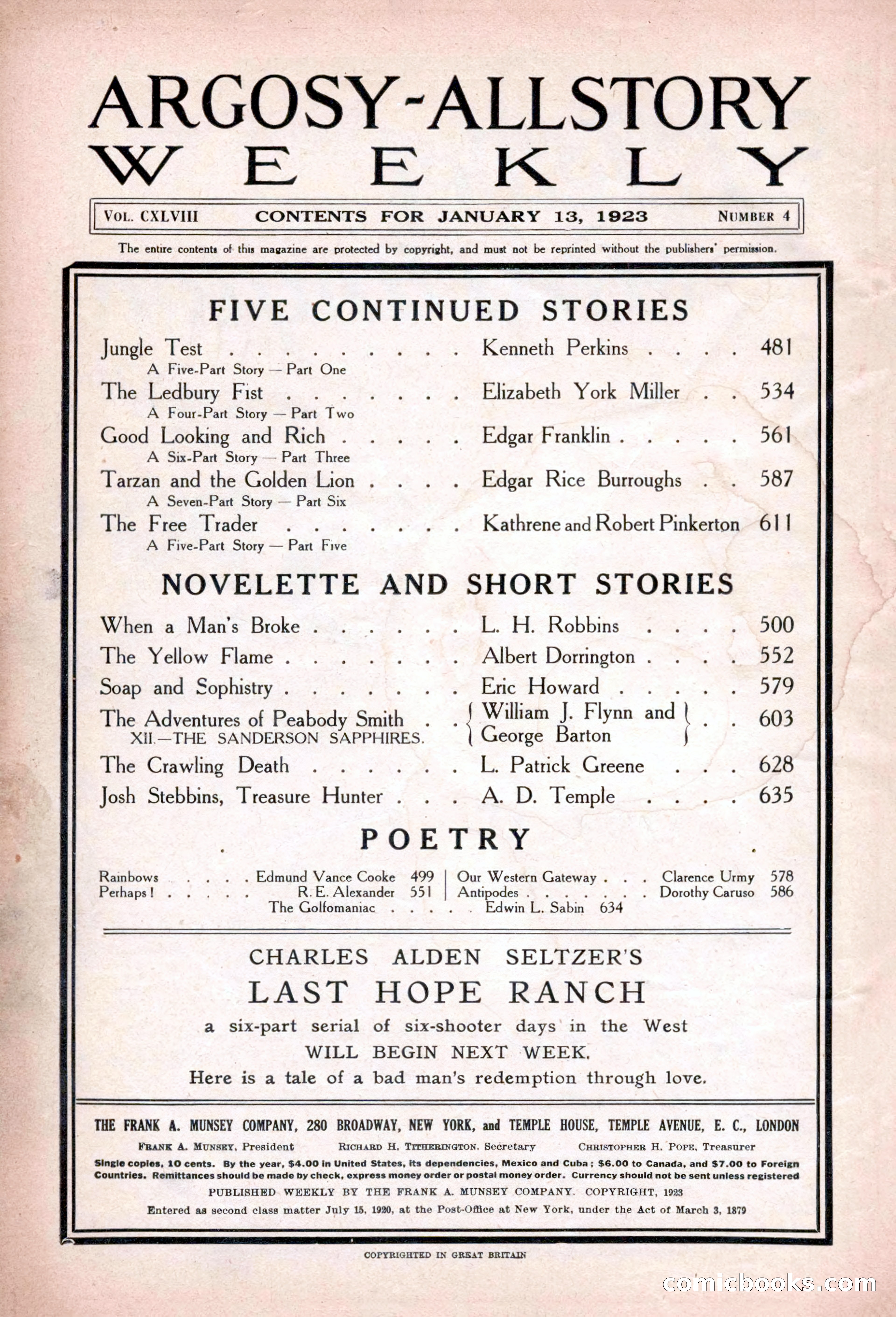 Argosy All-Story Weekly, January 13, 1923 — page 4 of 184