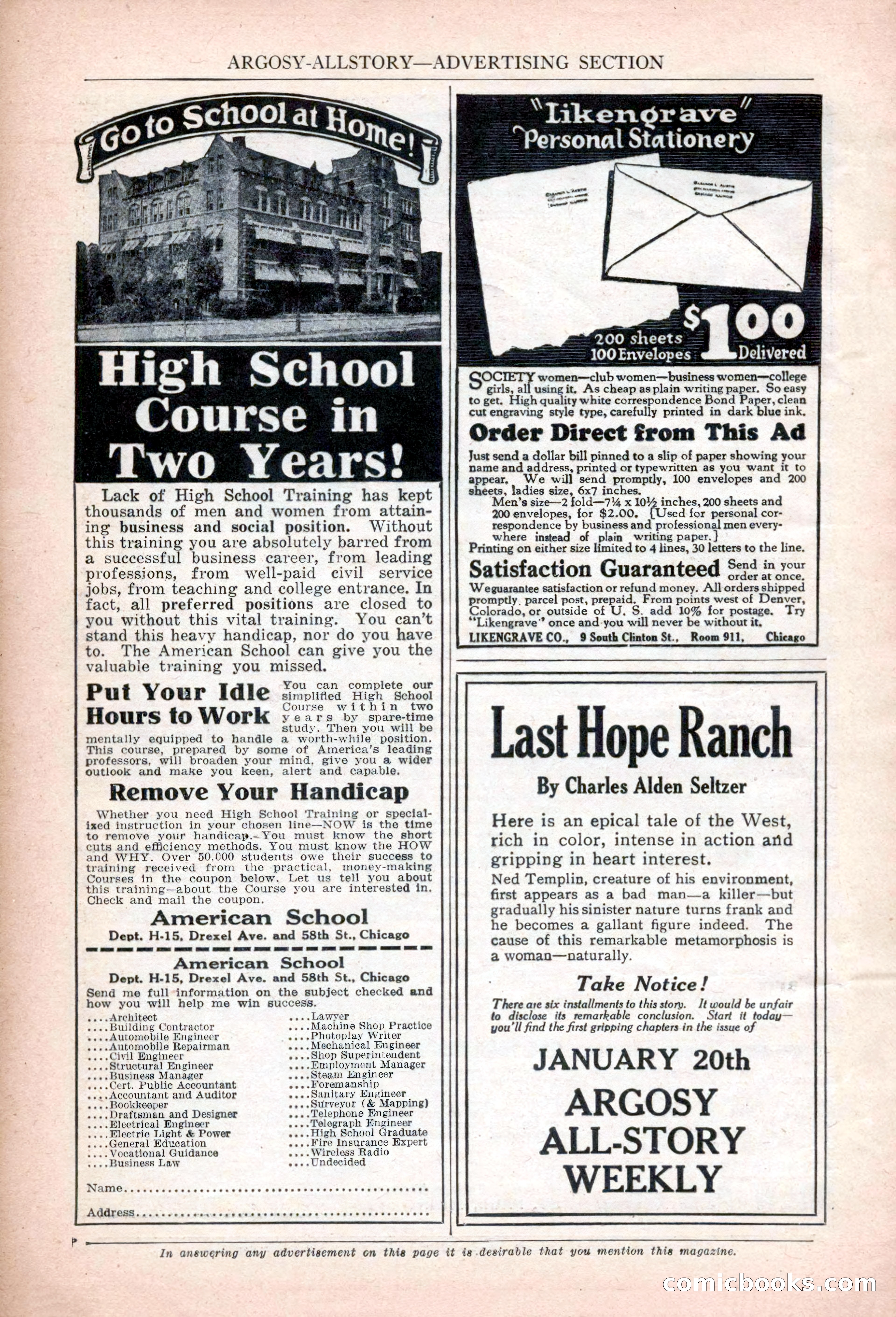 Argosy All-Story Weekly, January 13, 1923 — page 16 of 184