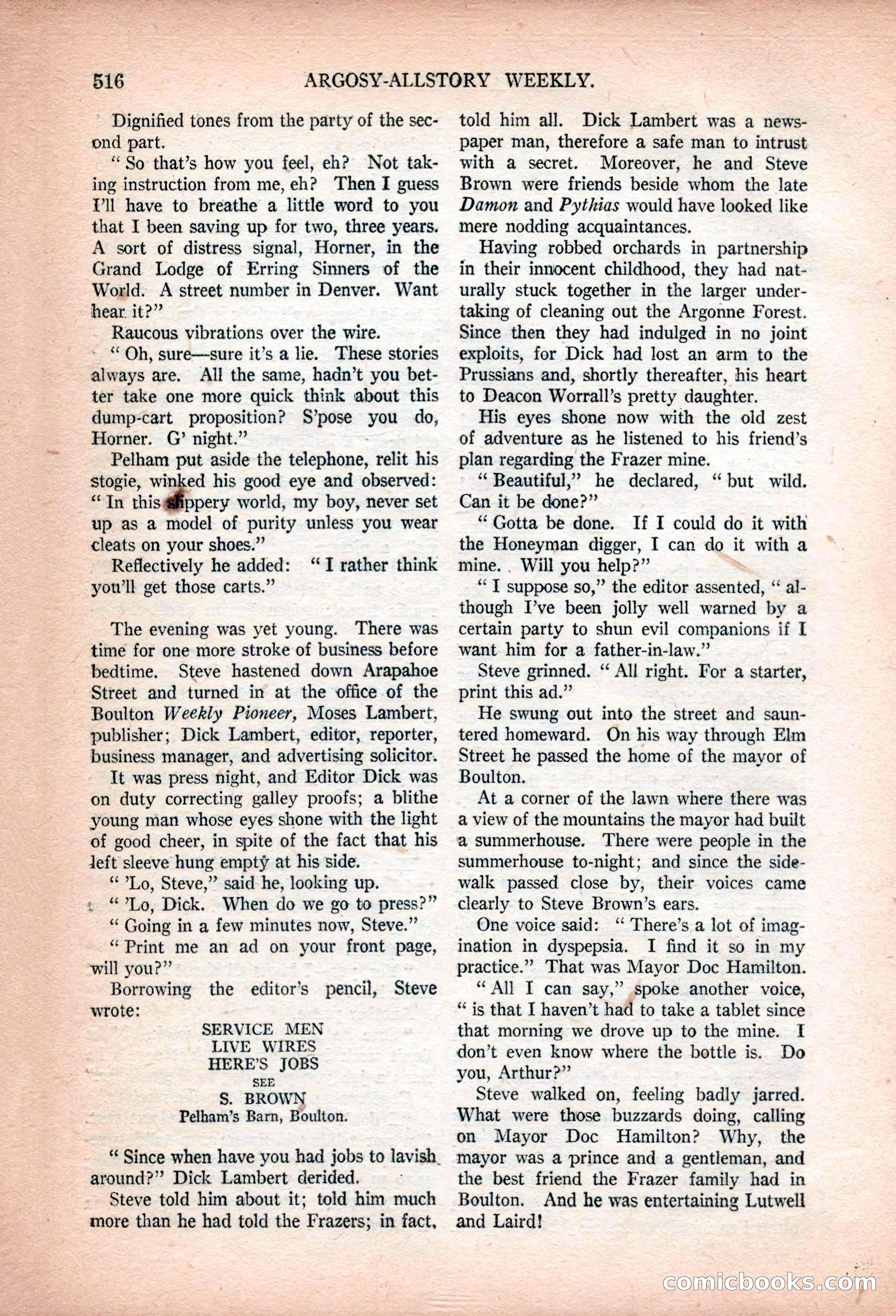 Argosy All-Story Weekly, January 13, 1923 — page 54 of 184