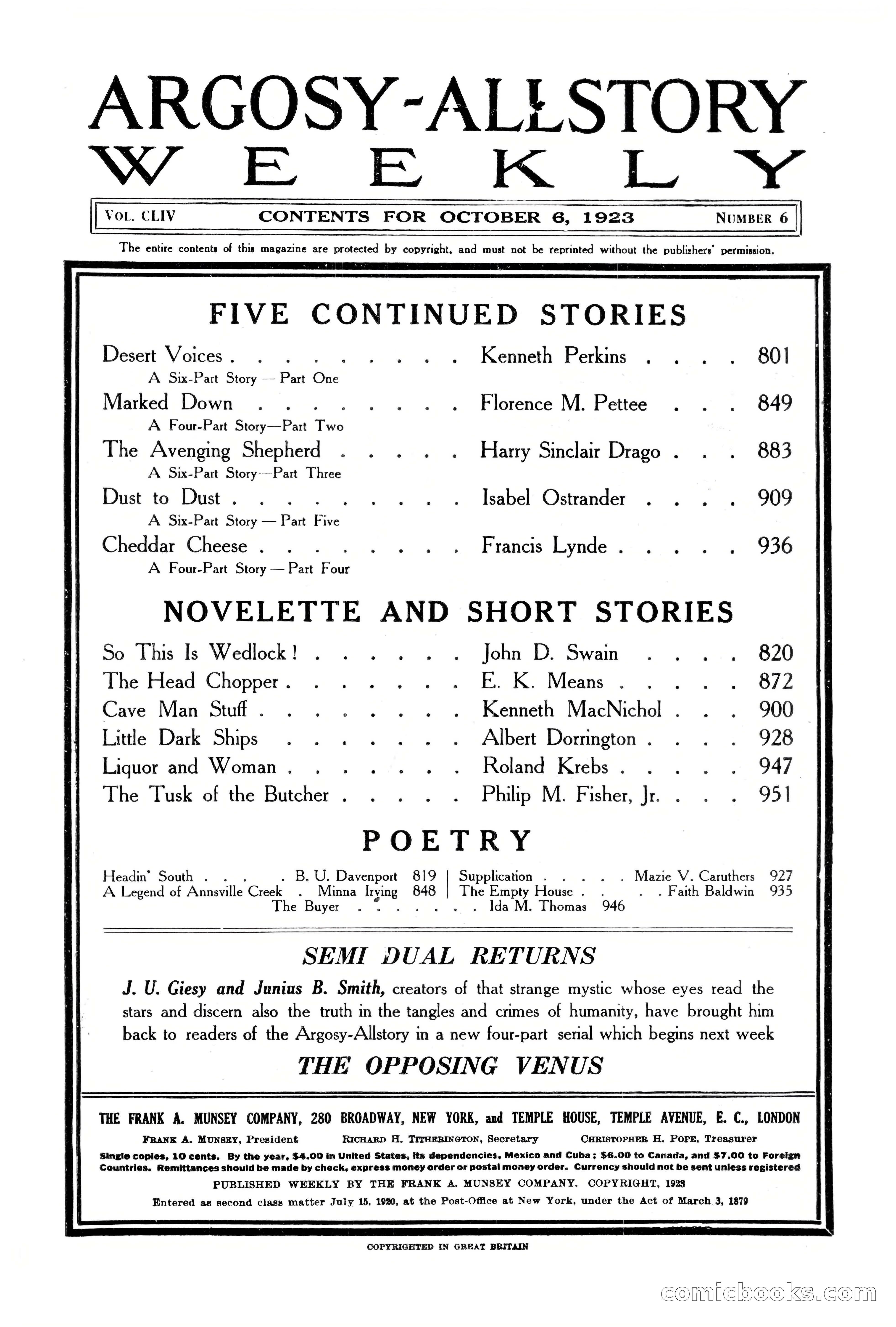 Argosy All-Story Weekly, October 6, 1923 — page 4 of 196