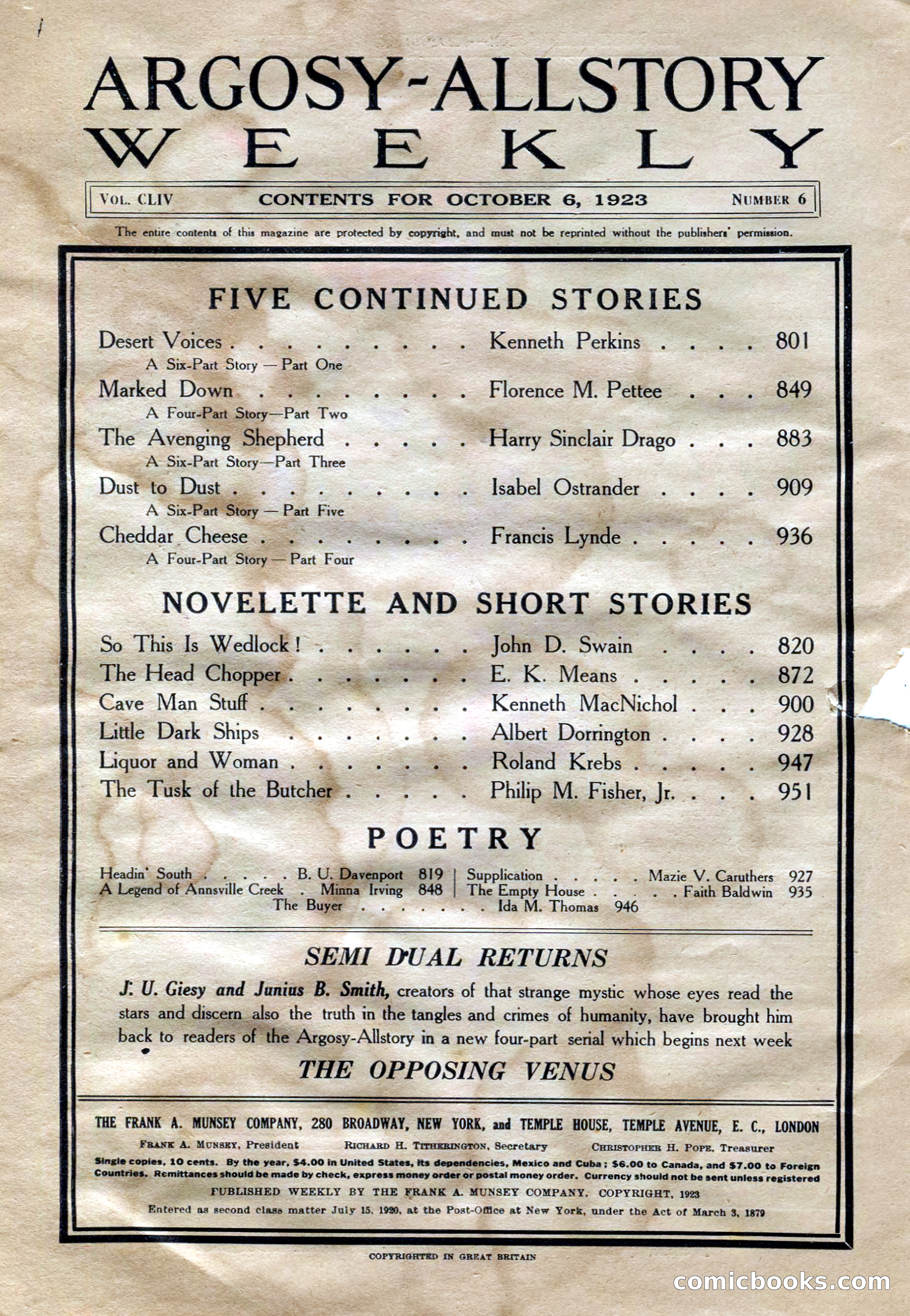 Argosy All-Story Weekly, October 6, 1923 — page 4 of 196