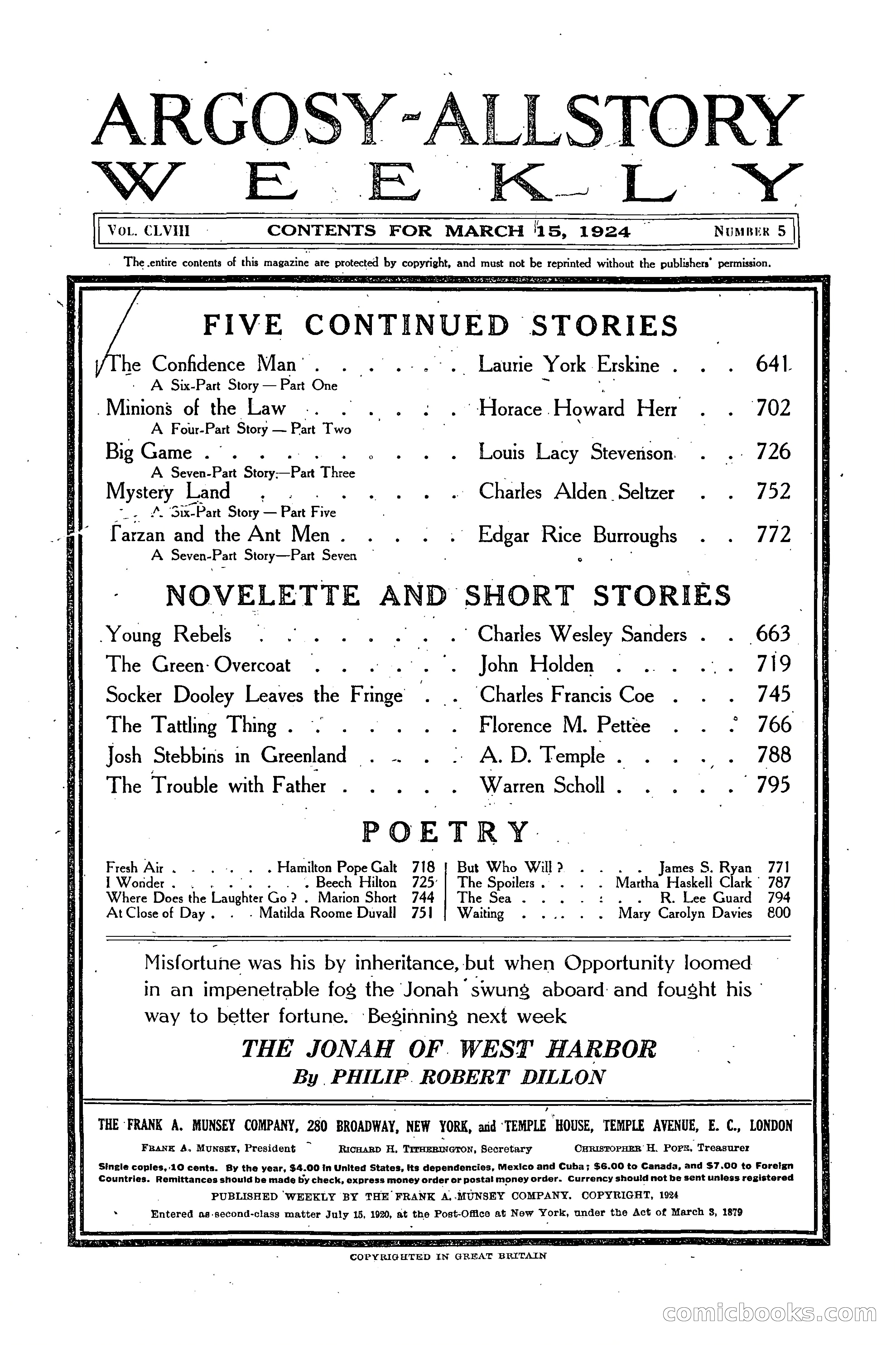 Argosy All-Story Weekly, March 15, 1924 — page 2 of 177