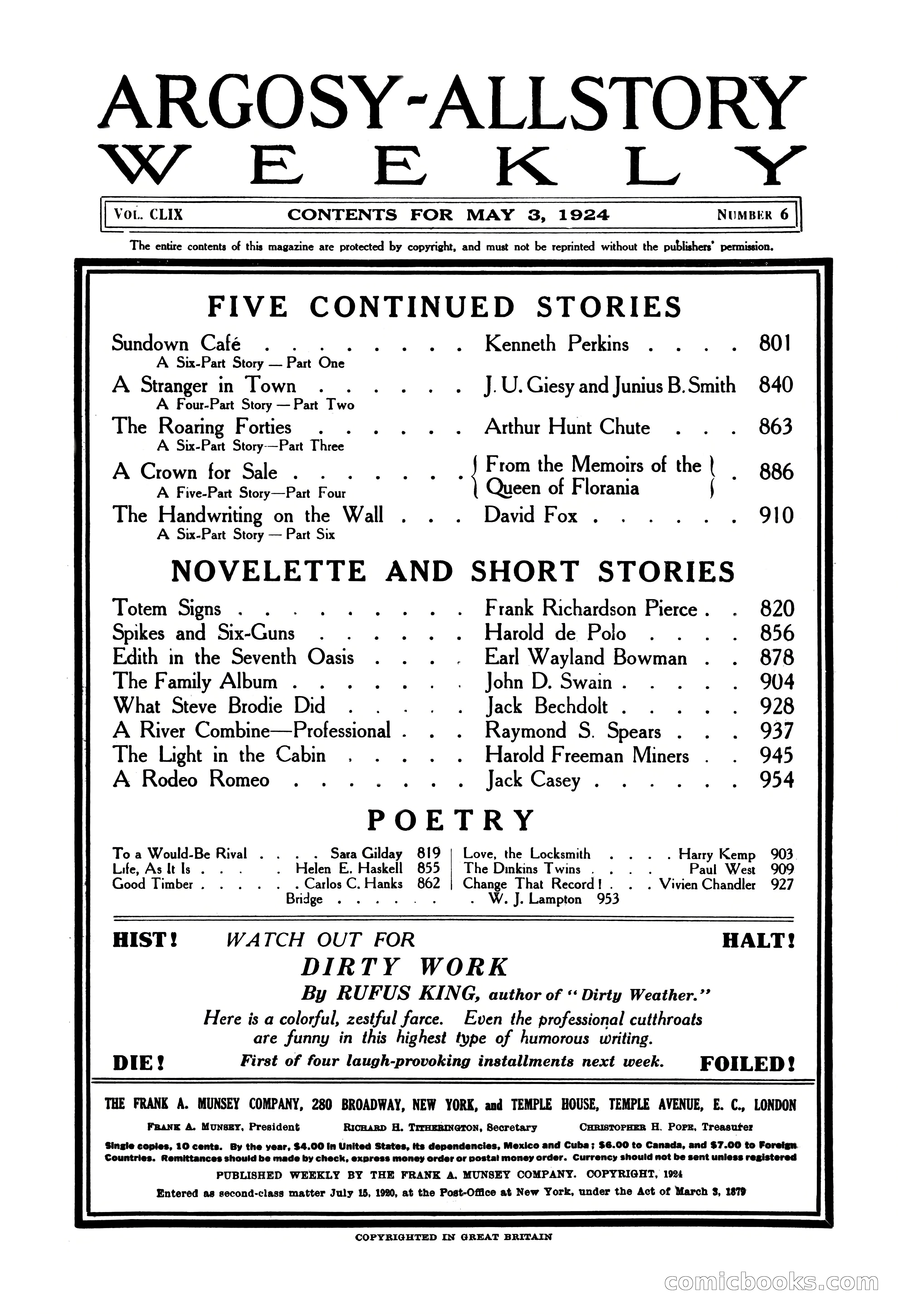 Argosy All-Story Weekly, May 3, 1924 — page 4 of 186