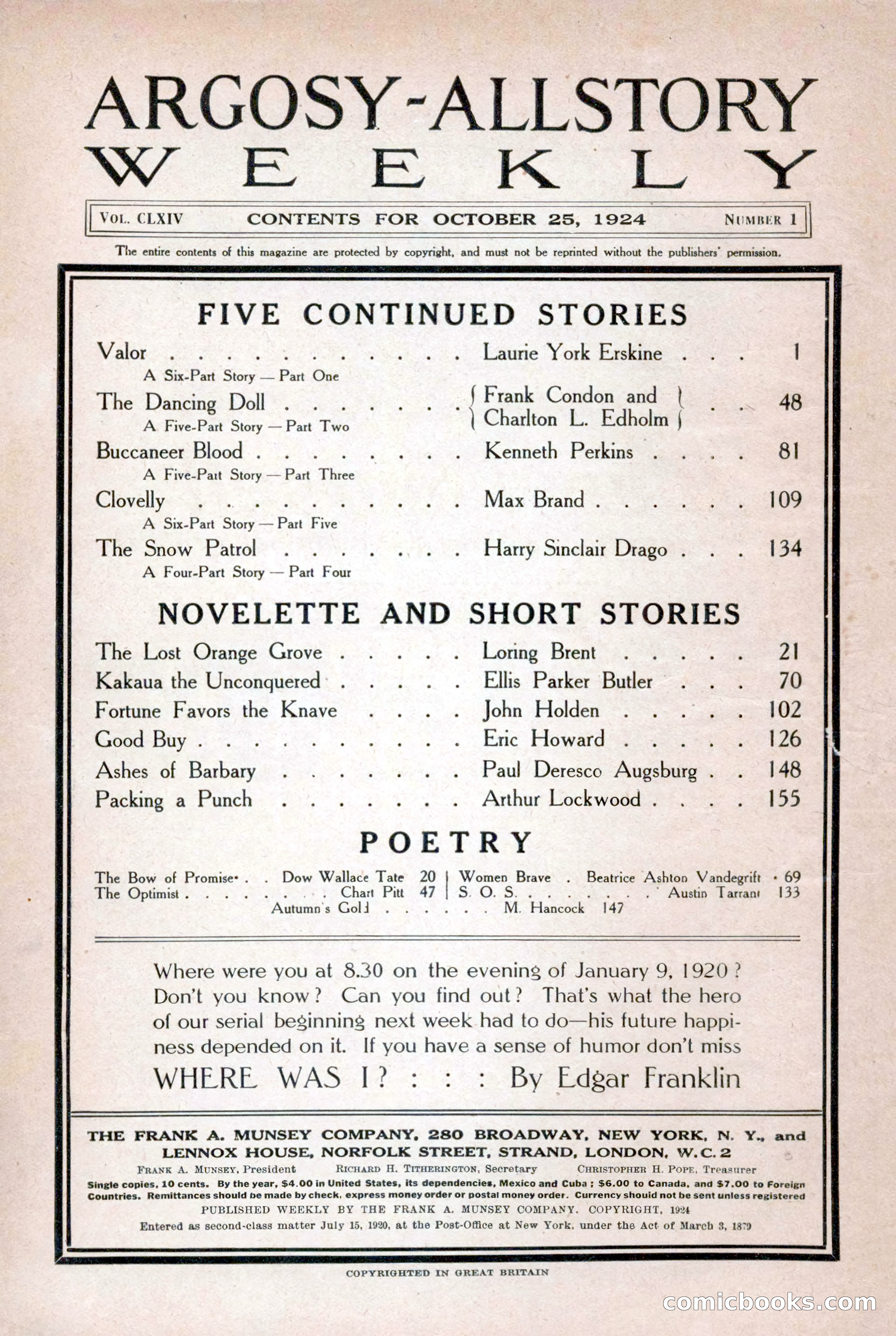 Argosy All-Story Weekly, October 25, 1924 — page 4 of 172