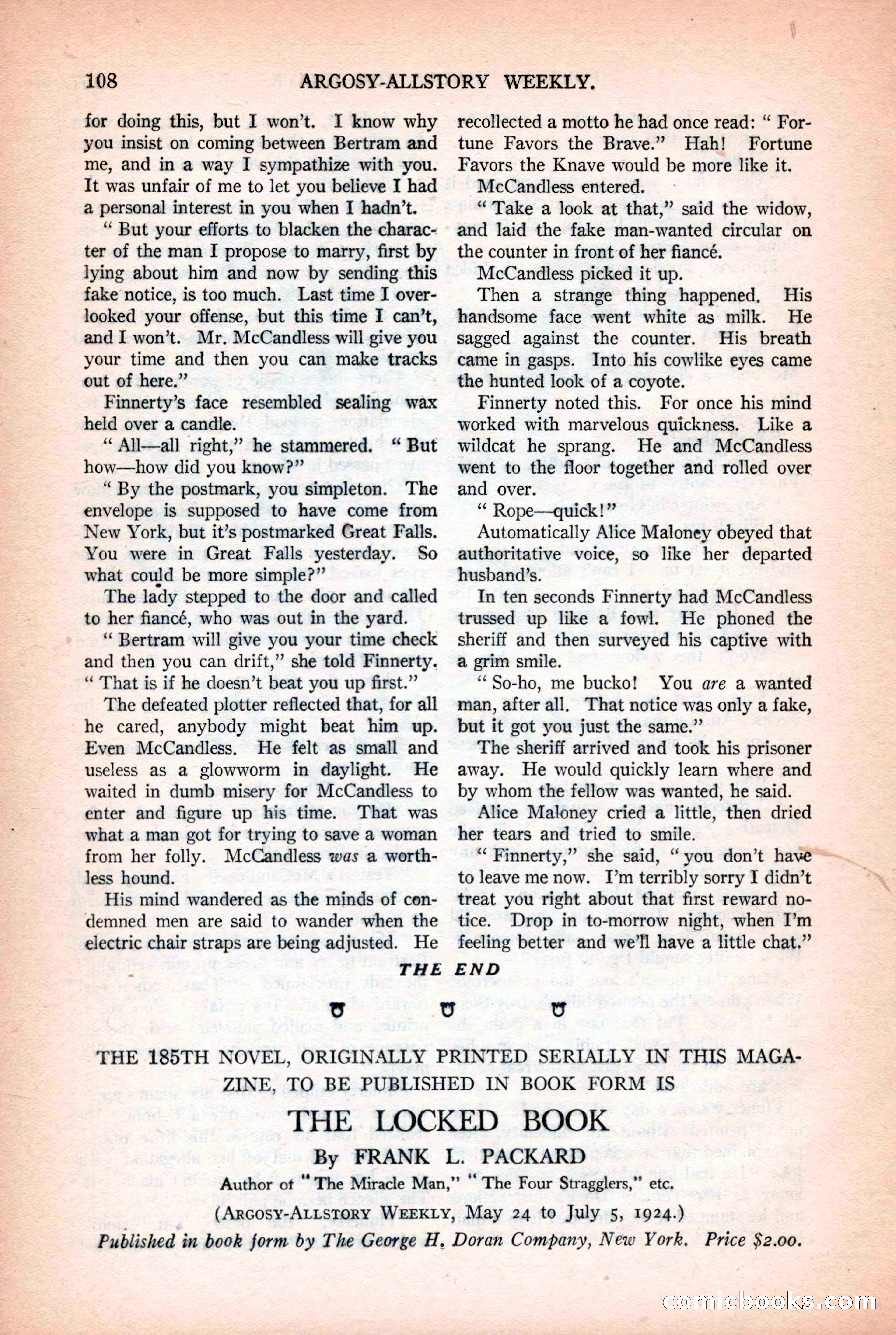 Argosy All-Story Weekly, October 25, 1924 — page 118 of 172