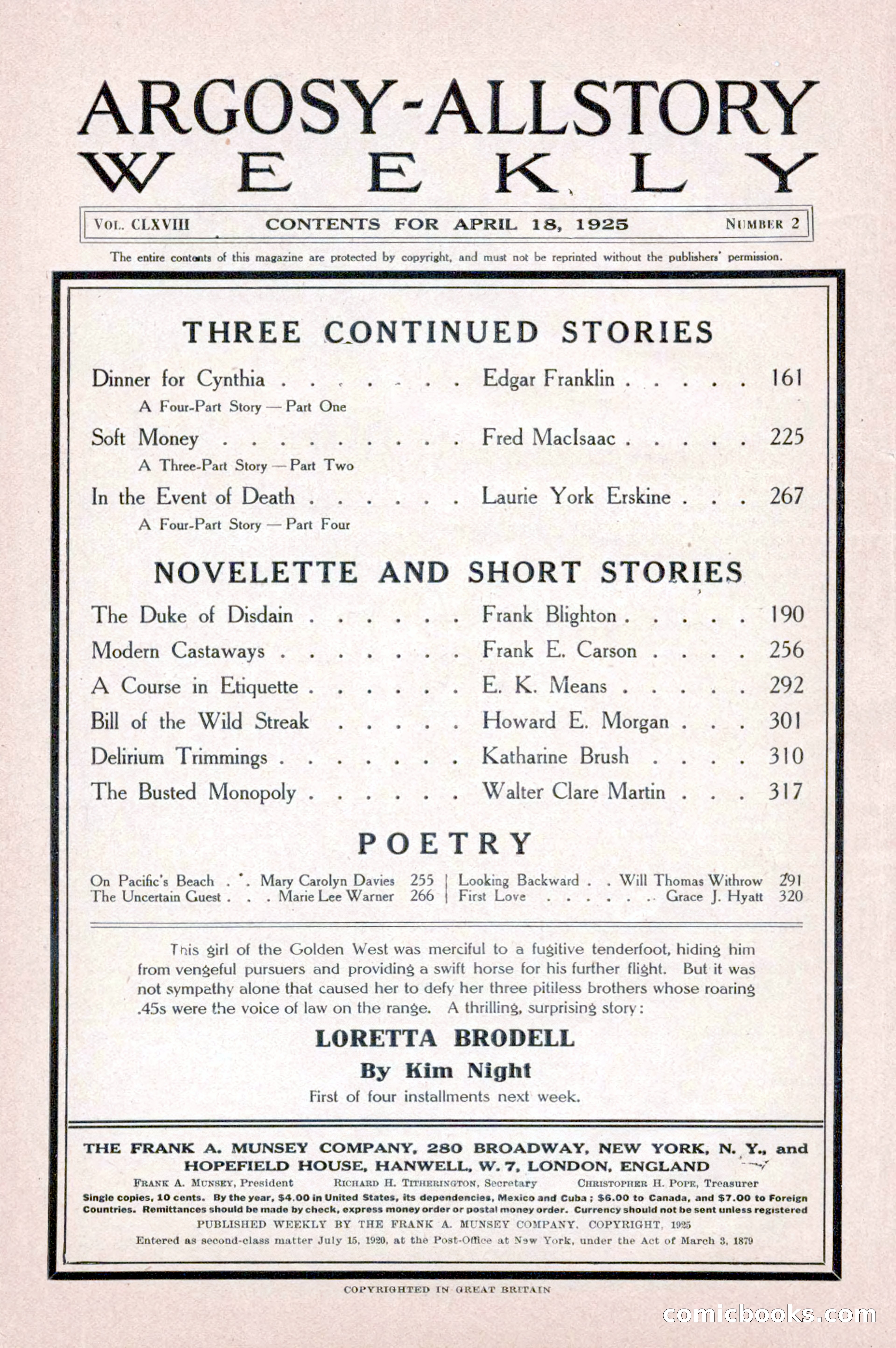 Argosy All-Story Weekly, April 18, 1925 — page 4 of 172