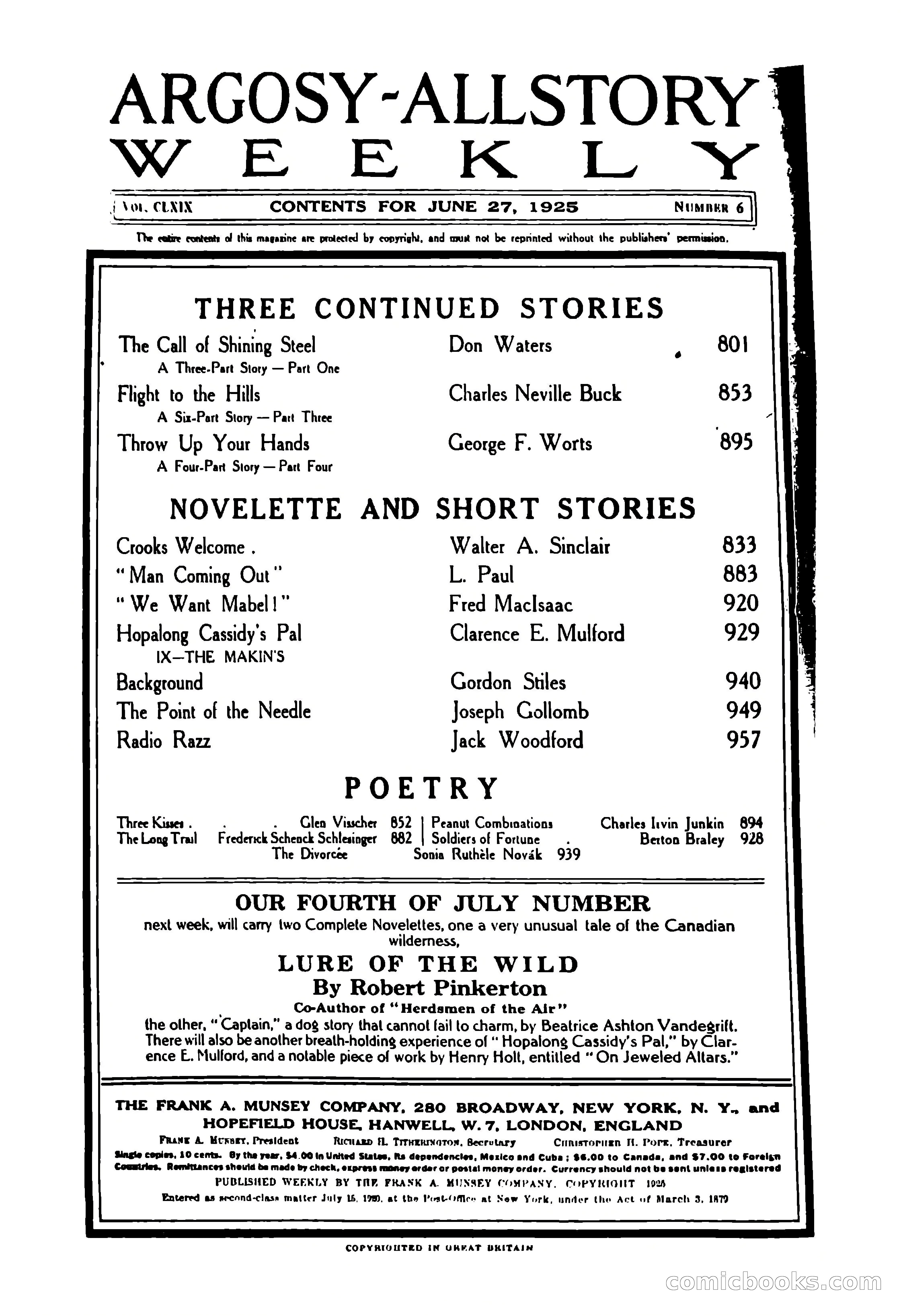 Argosy All-Story Weekly, June 27, 1925 — page 4 of 168