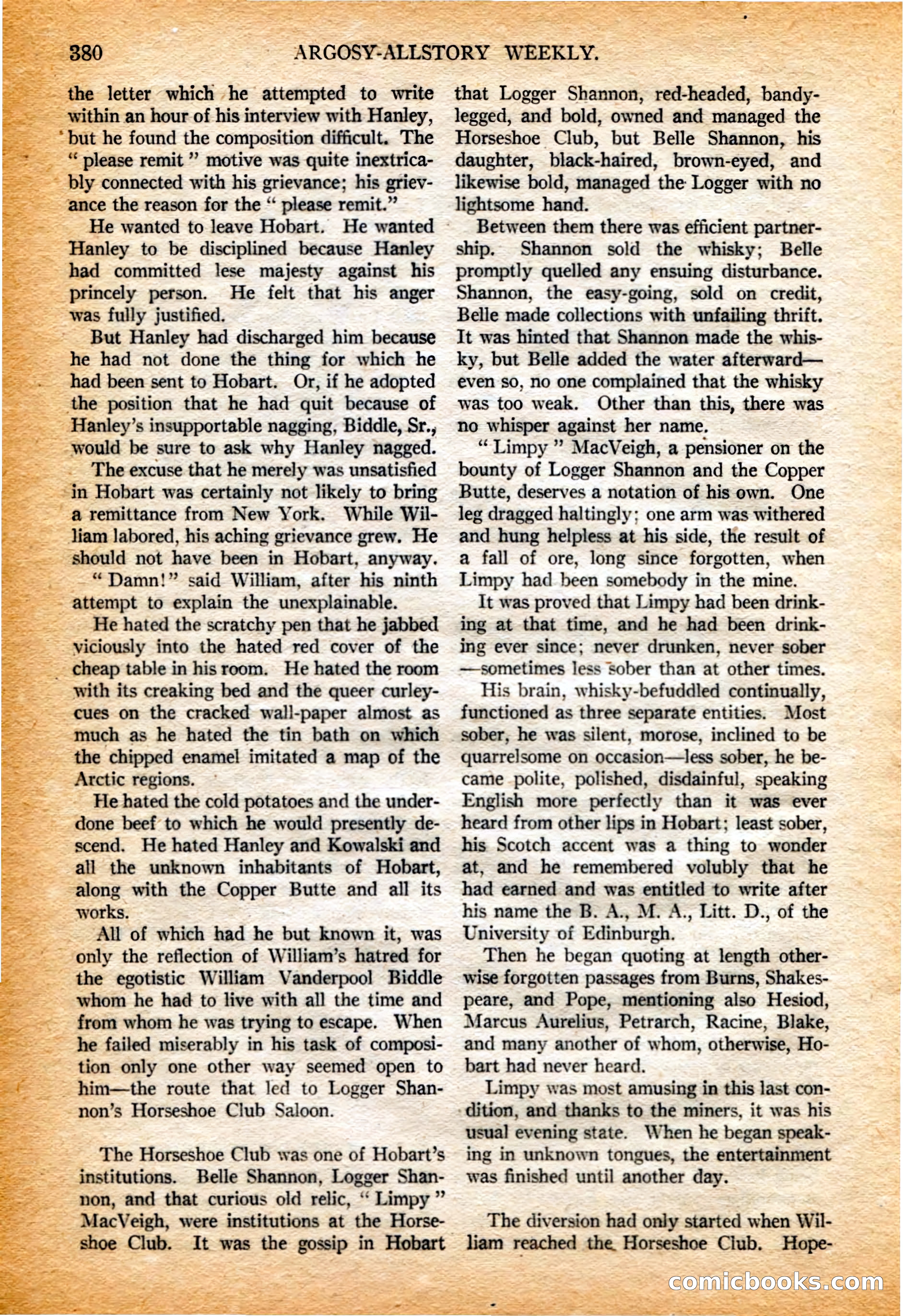 Argosy All-Story Weekly, 4 February 1922 — page 70 of 180