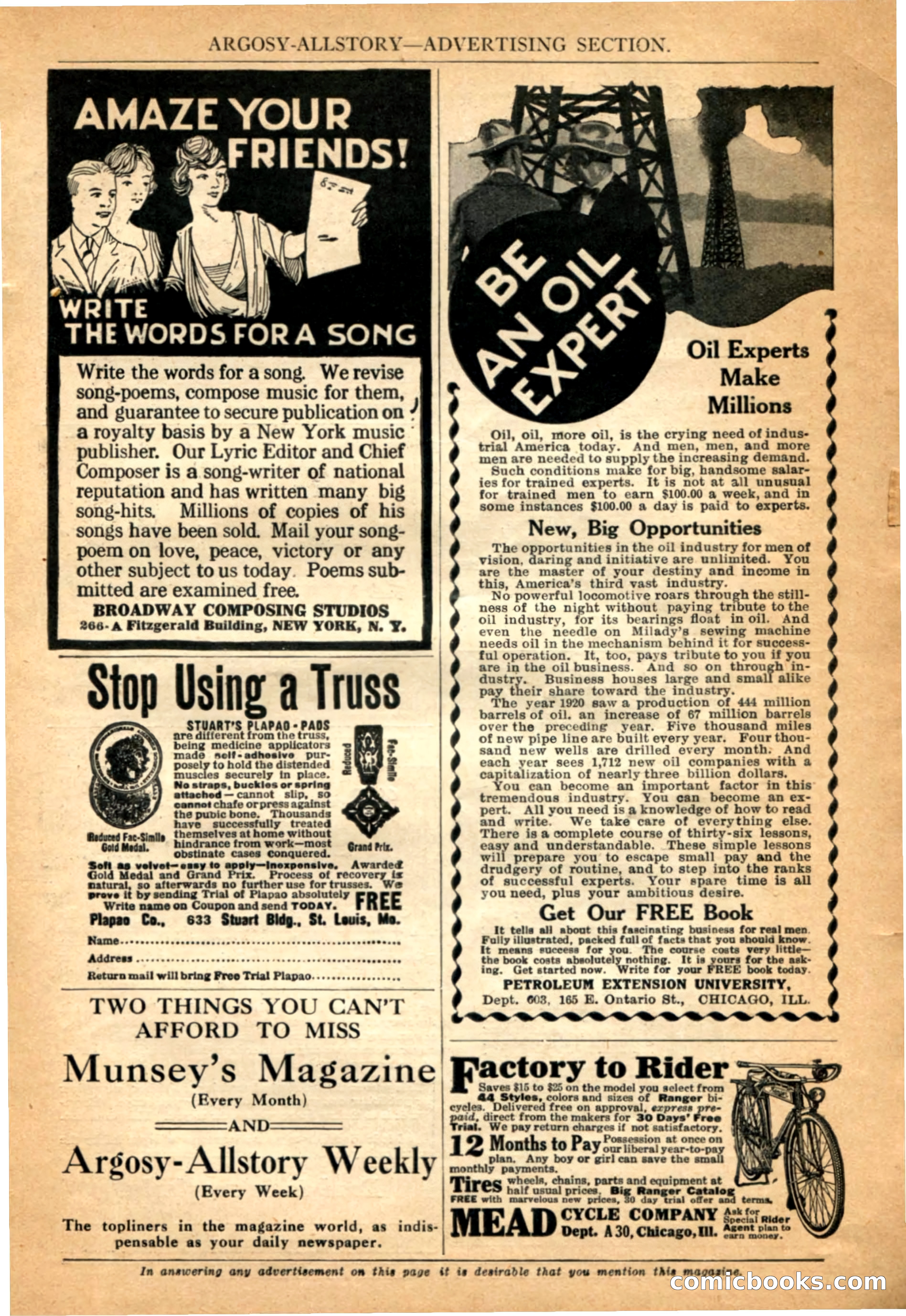 Argosy All-Story Weekly, 4 February 1922 — page 175 of 180