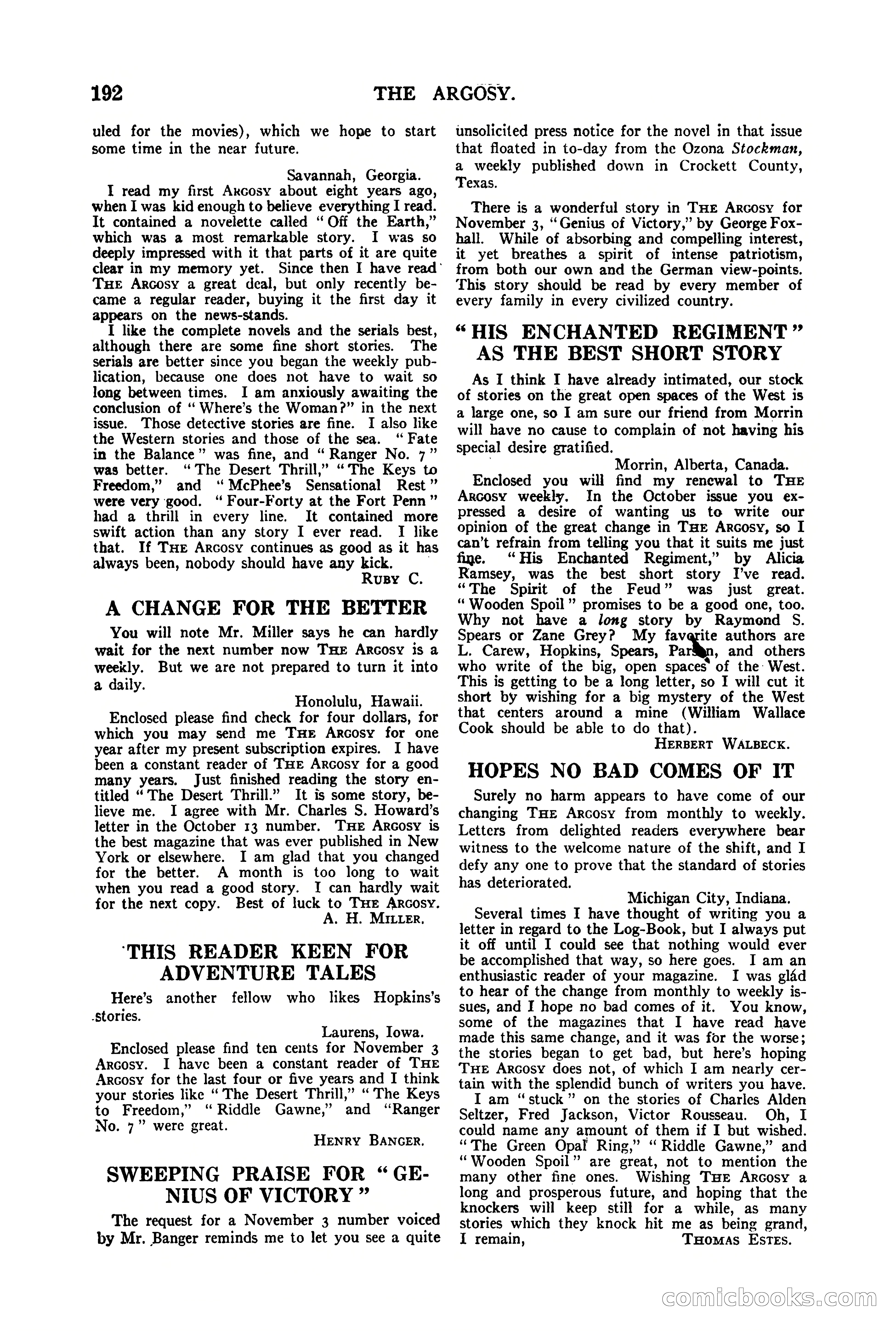 The Argosy, Vol. 90 No. 1 — page 198 of 200