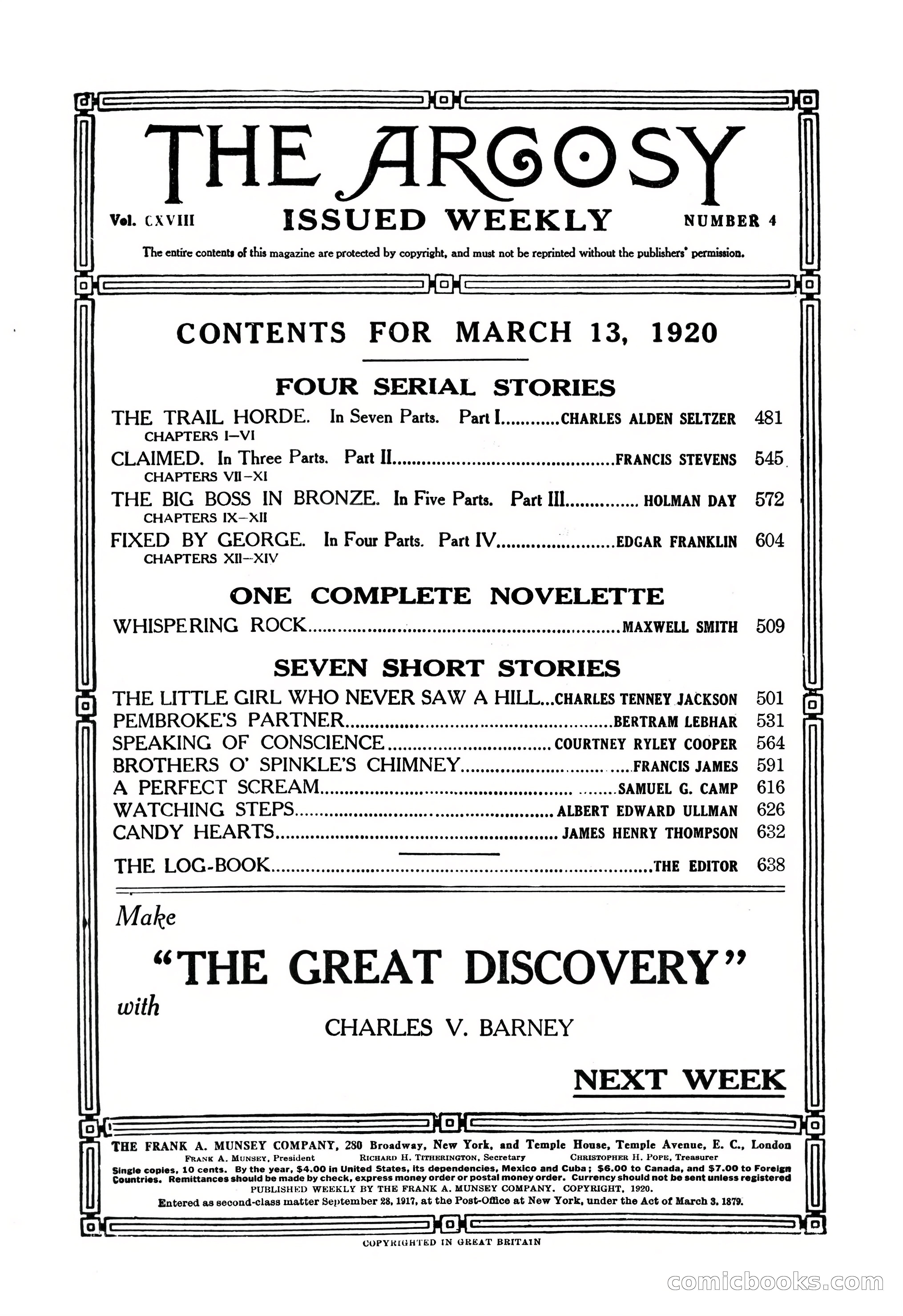 Argosy, Vol. 118, No. 4 — page 4 of 180