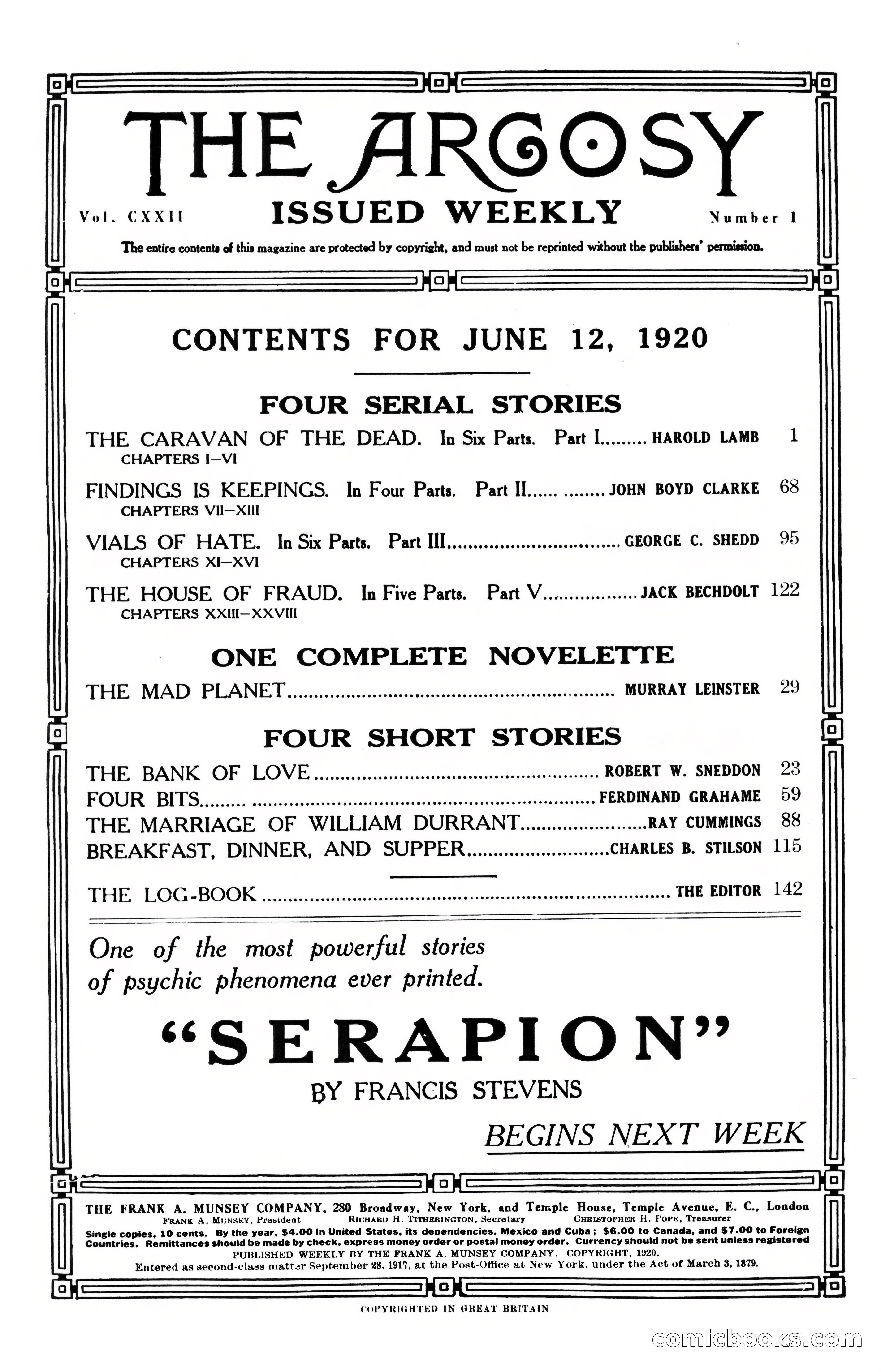 Argosy, Vol. 122, No. 1 — page 4 of 164
