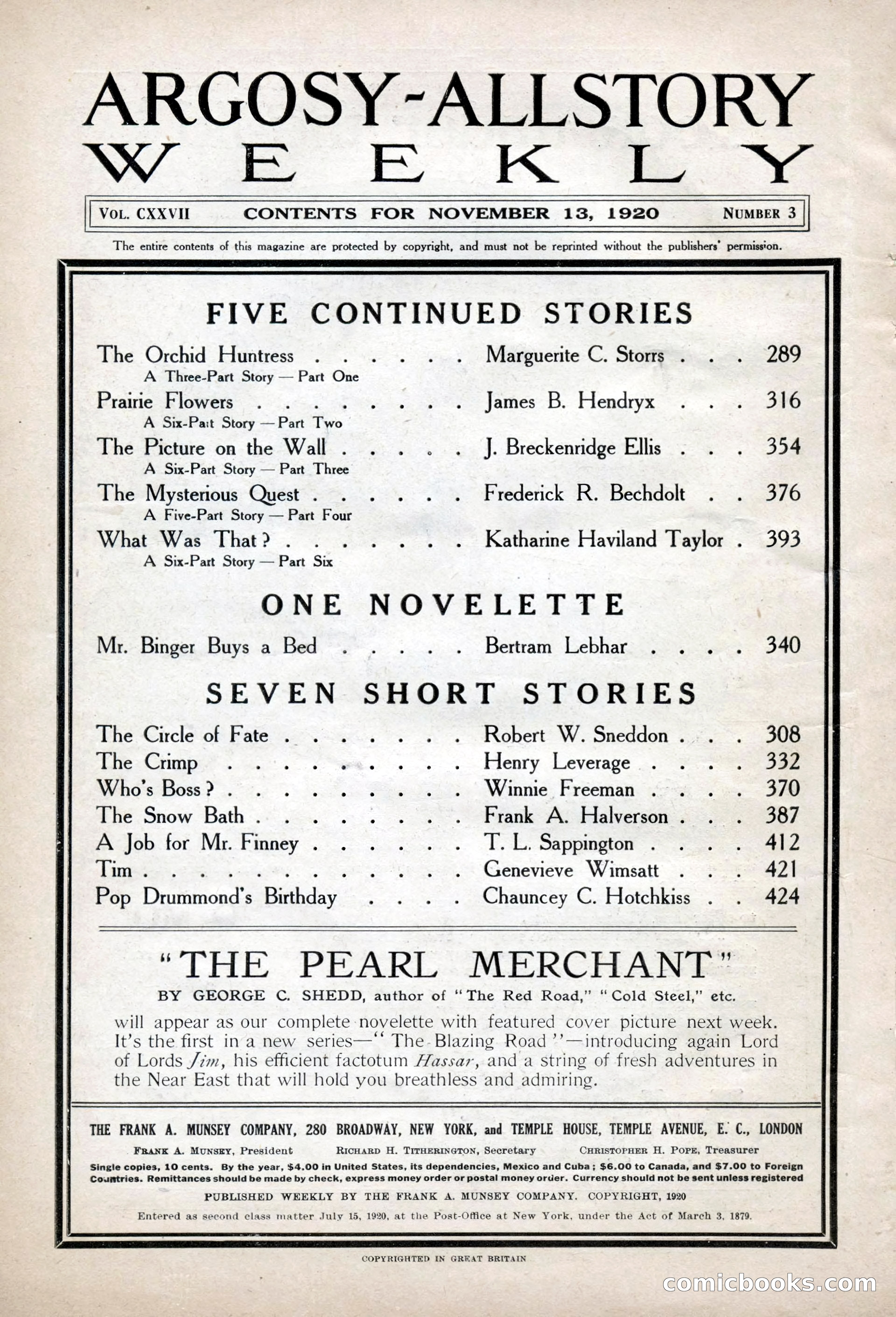 Argosy All-Story Weekly, November 13, 1920 — page 4 of 164