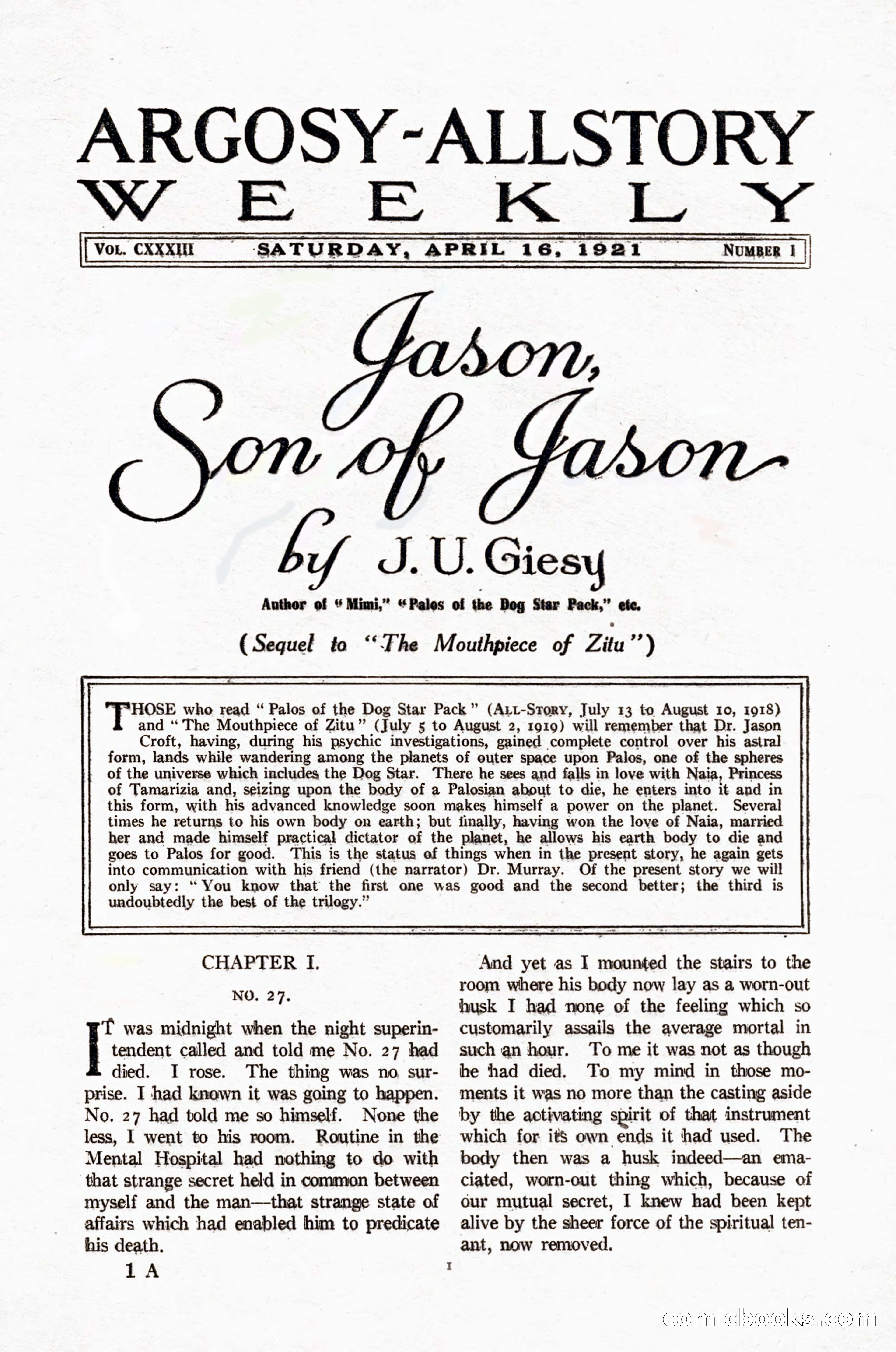 Argosy All-Story Weekly, April 16, 1921 — page 10 of 157