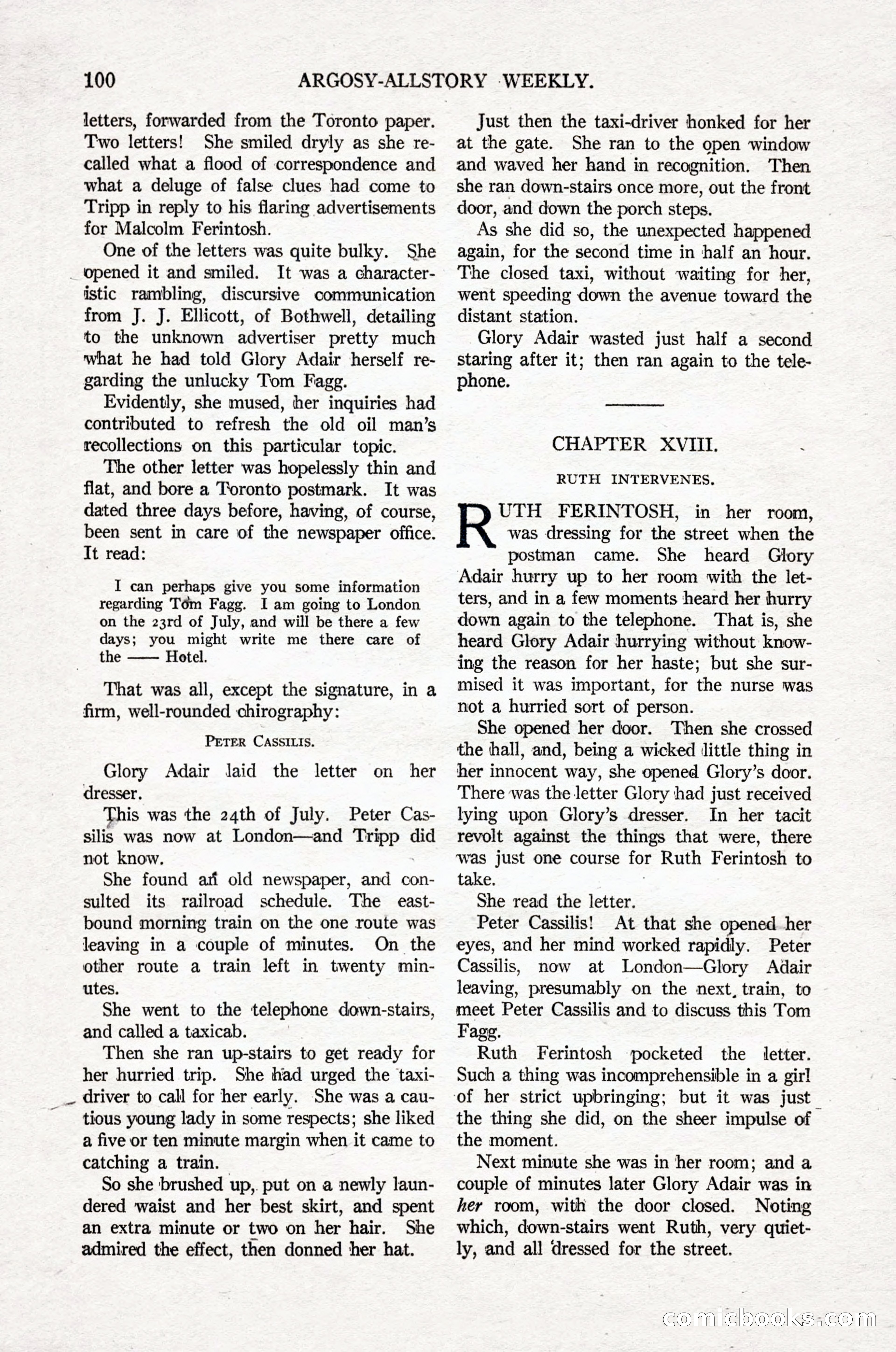 Argosy All-Story Weekly, April 16, 1921 — page 109 of 157