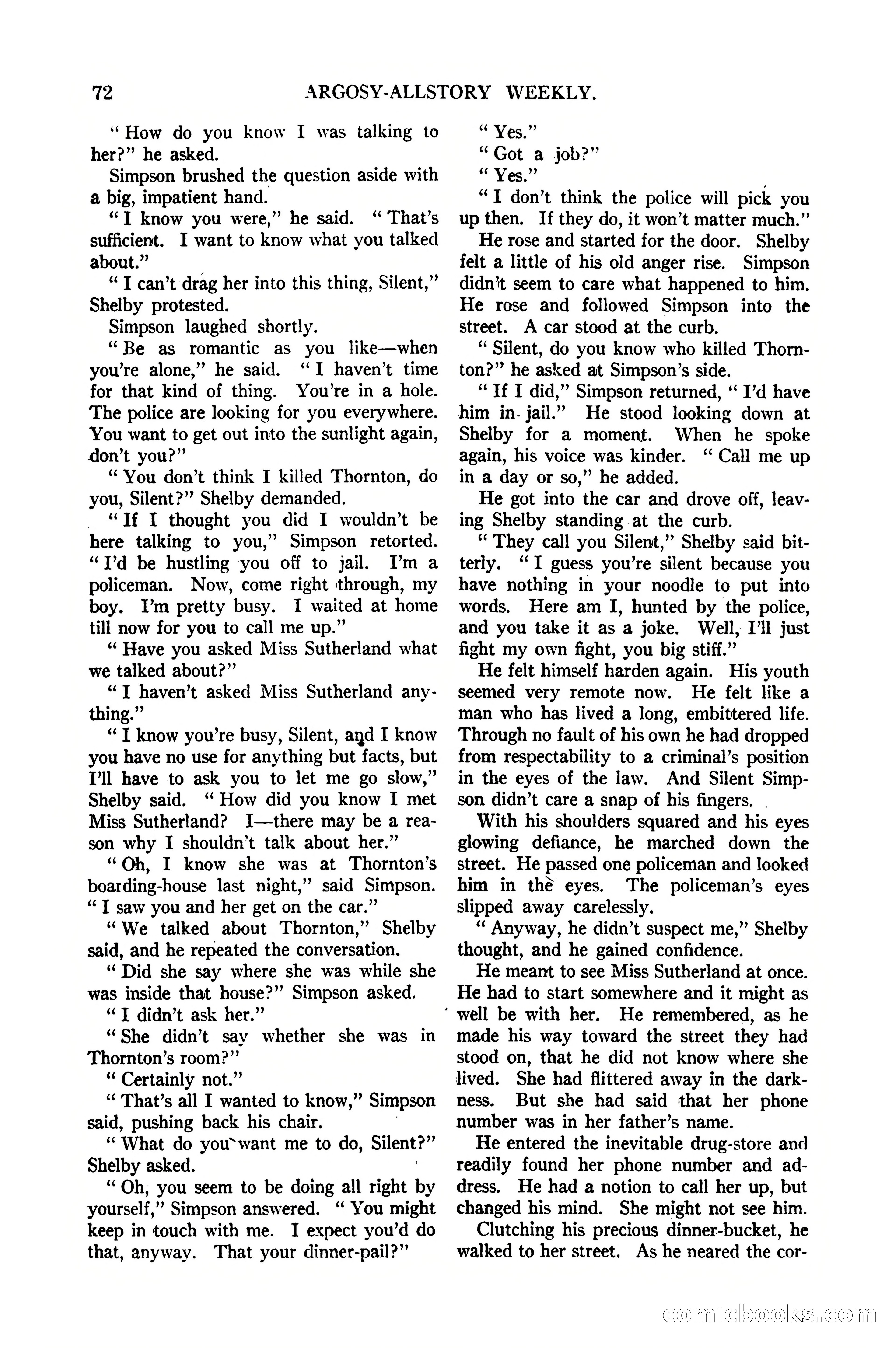 Argosy All-Story Weekly, January 21, 1922 — page 82 of 172