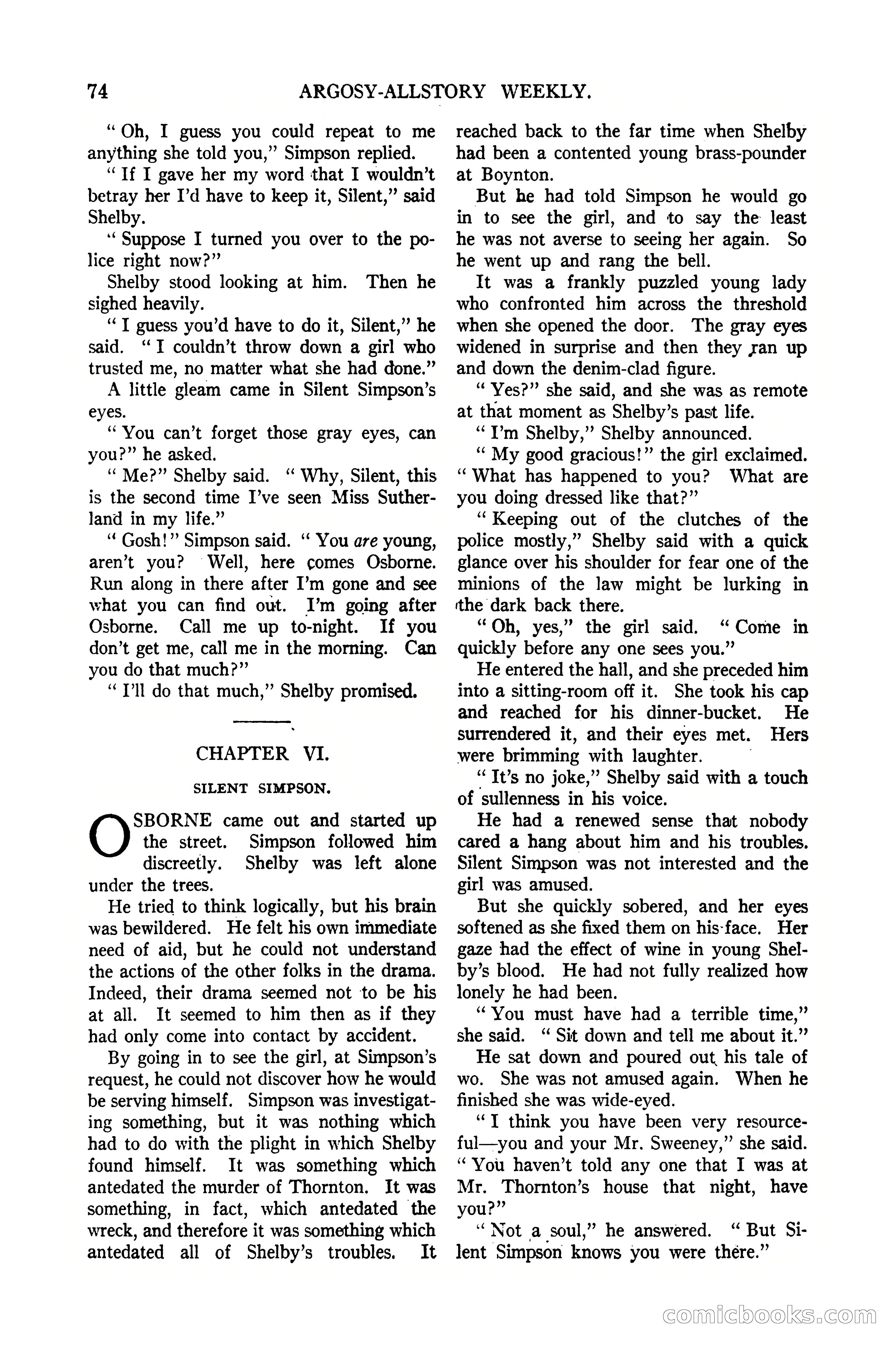 Argosy All-Story Weekly, January 21, 1922 — page 84 of 172
