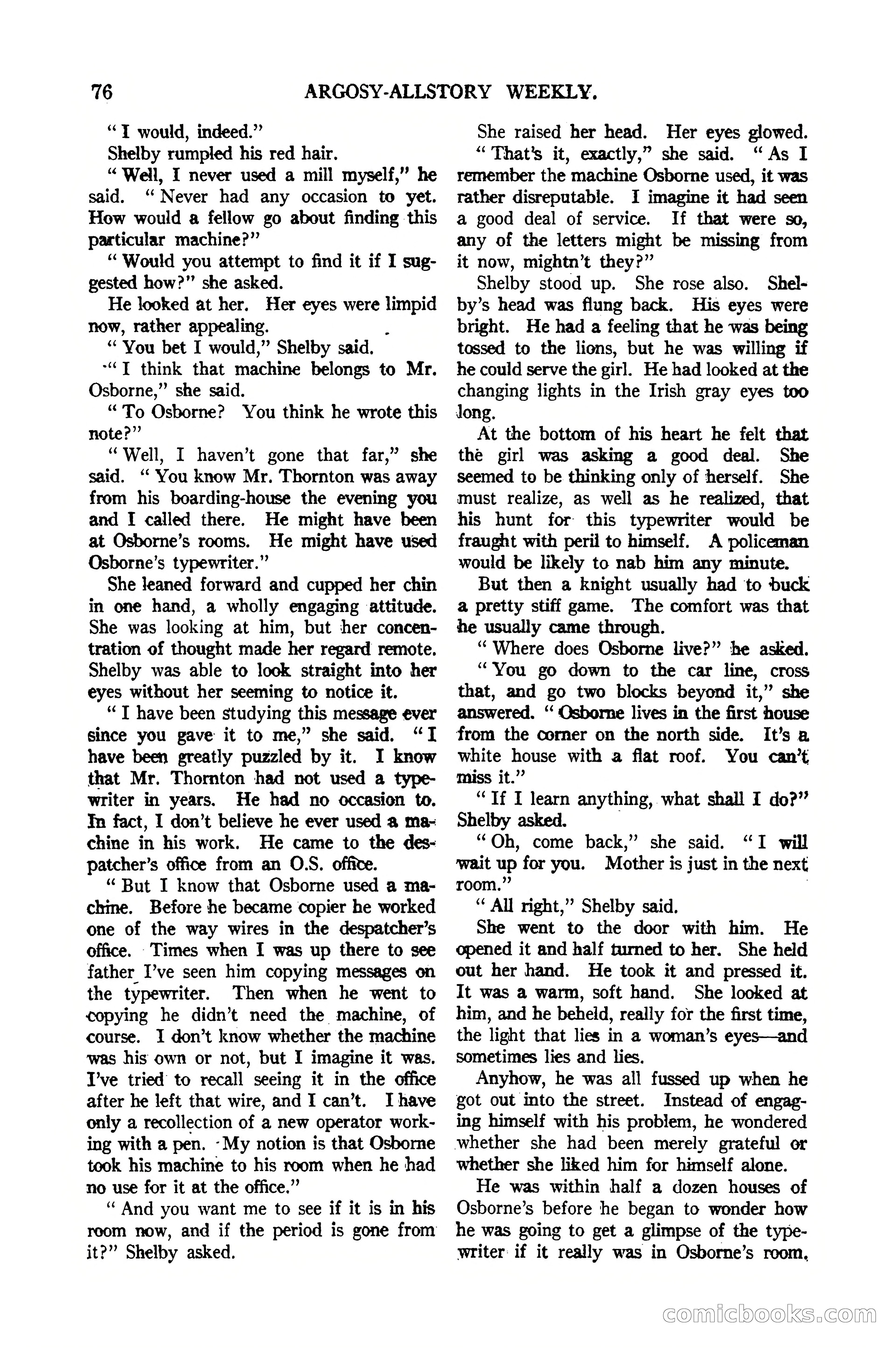 Argosy All-Story Weekly, January 21, 1922 — page 86 of 172