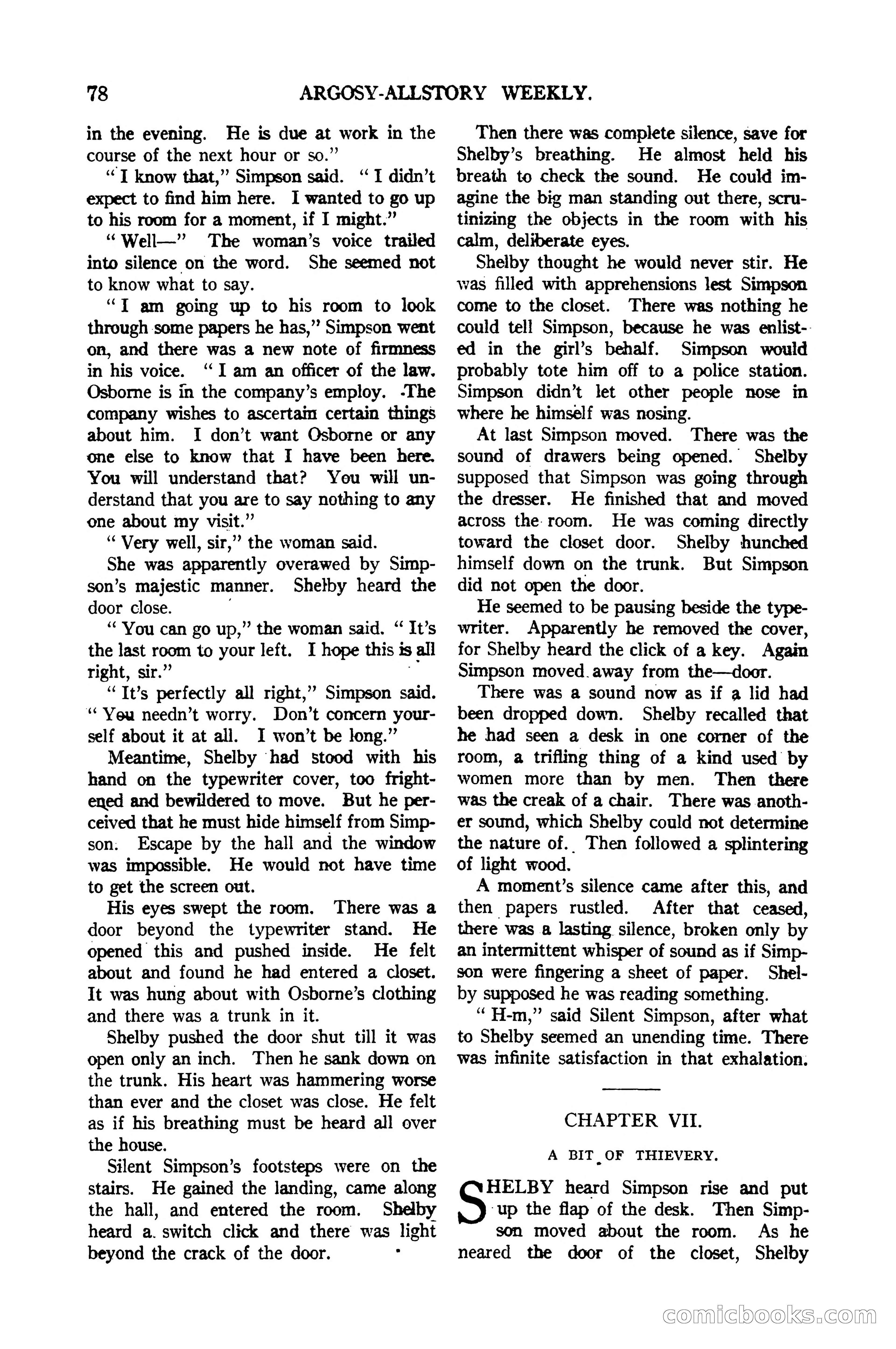 Argosy All-Story Weekly, January 21, 1922 — page 88 of 172