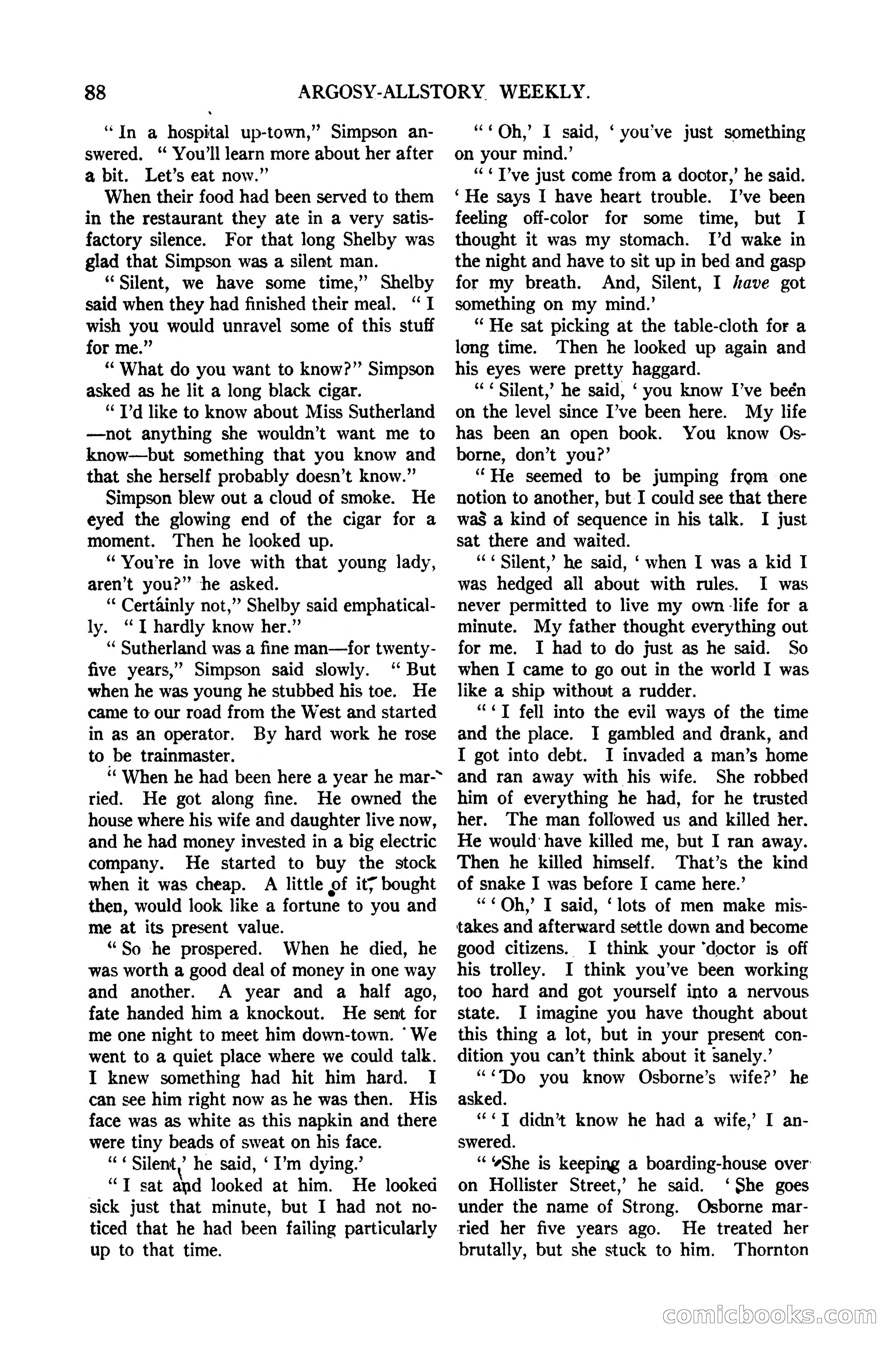 Argosy All-Story Weekly, January 21, 1922 — page 98 of 172