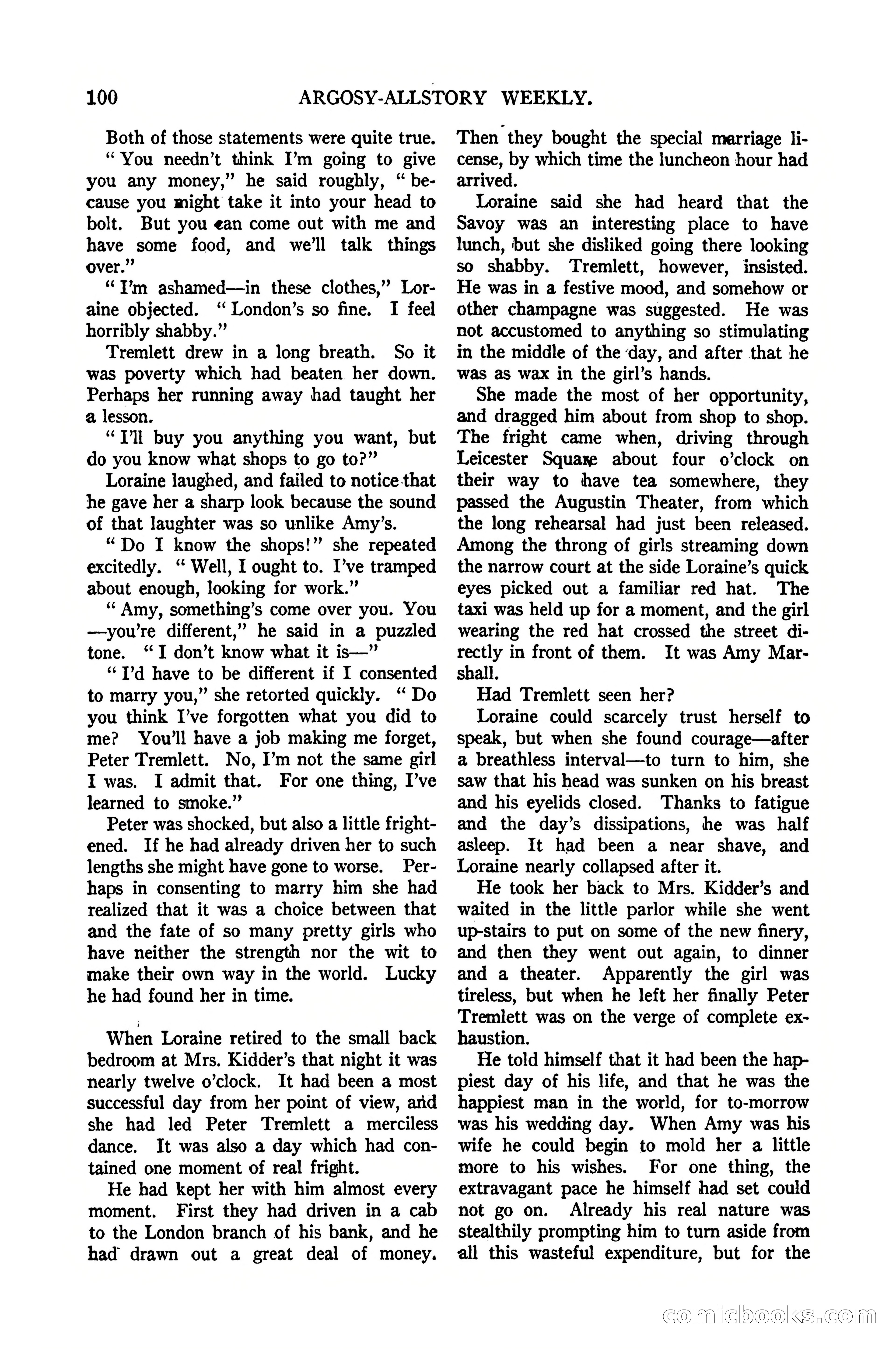 Argosy All-Story Weekly, January 21, 1922 — page 110 of 172