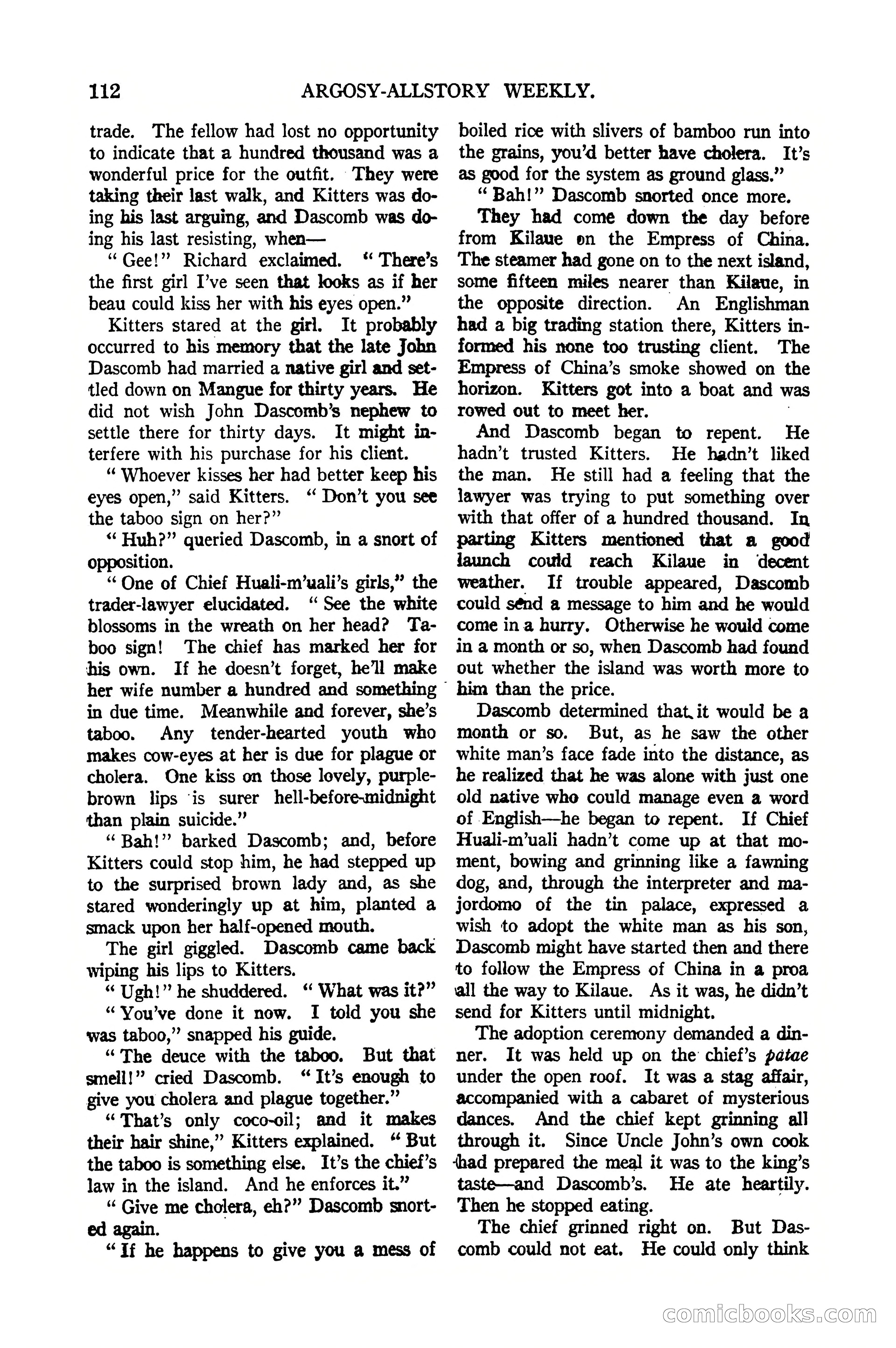 Argosy All-Story Weekly, January 21, 1922 — page 122 of 172