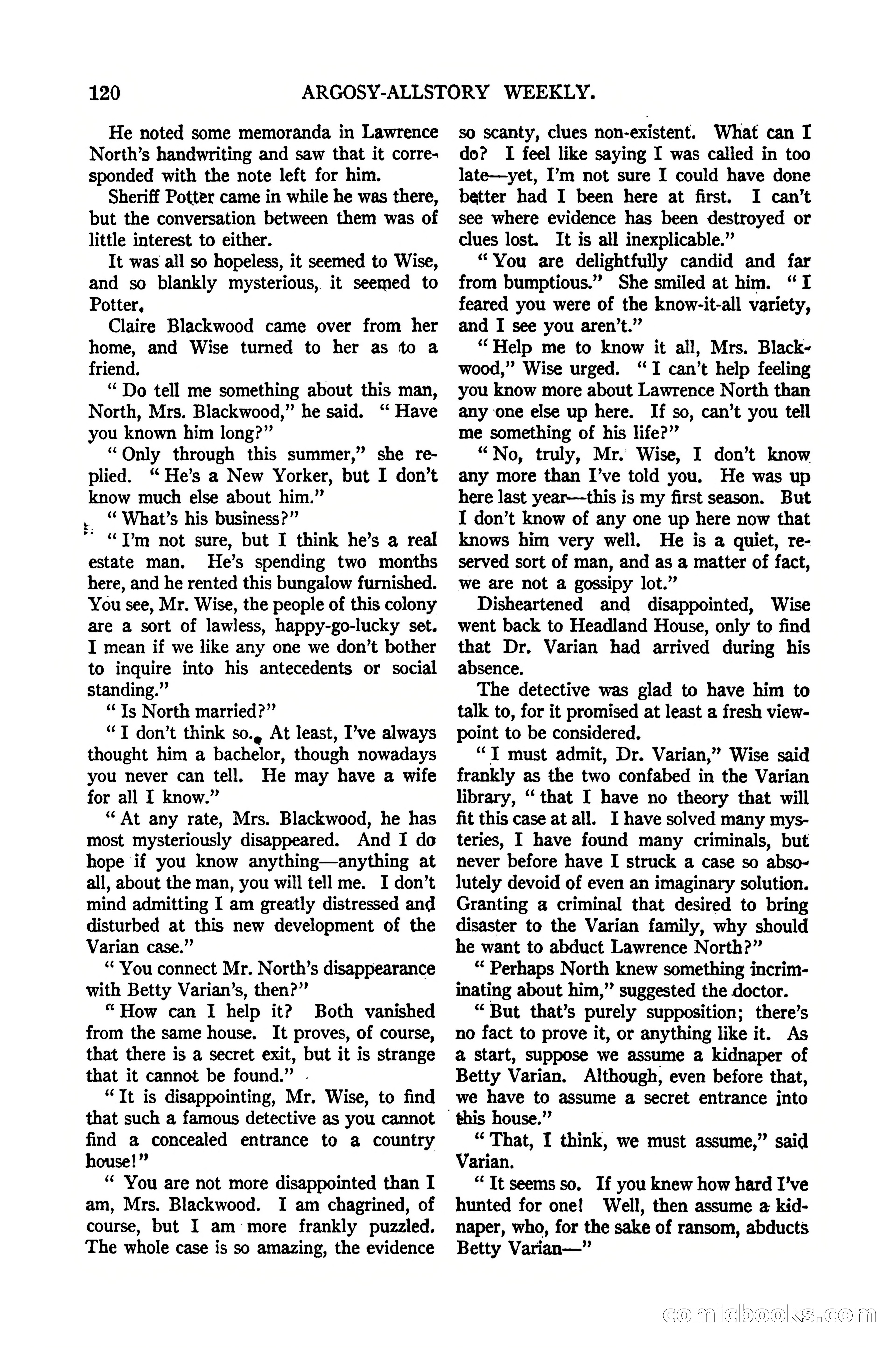 Argosy All-Story Weekly, January 21, 1922 — page 130 of 172