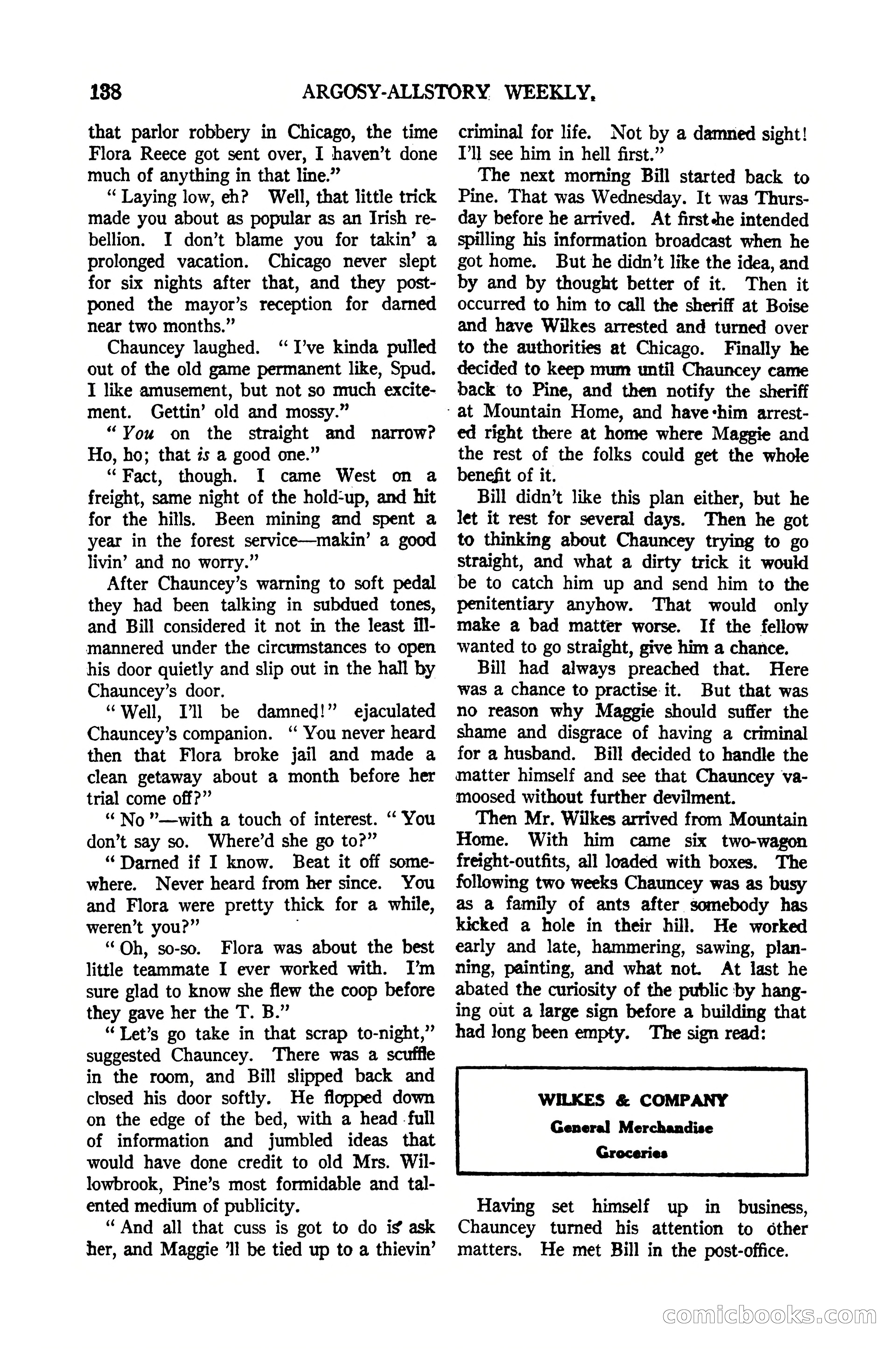 Argosy All-Story Weekly, January 21, 1922 — page 148 of 172