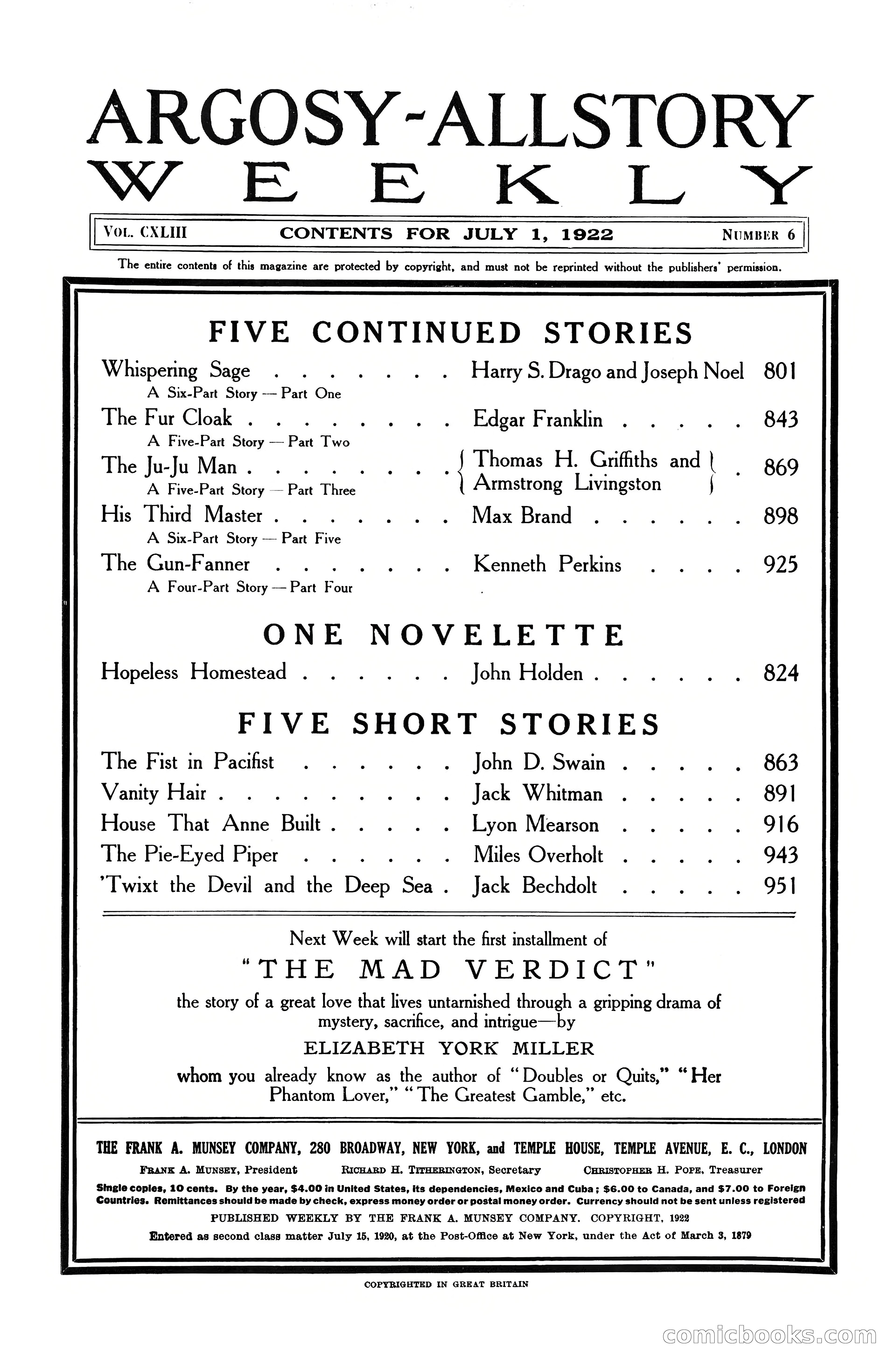 Argosy All-Story Weekly, July 1, 1922 — page 4 of 172