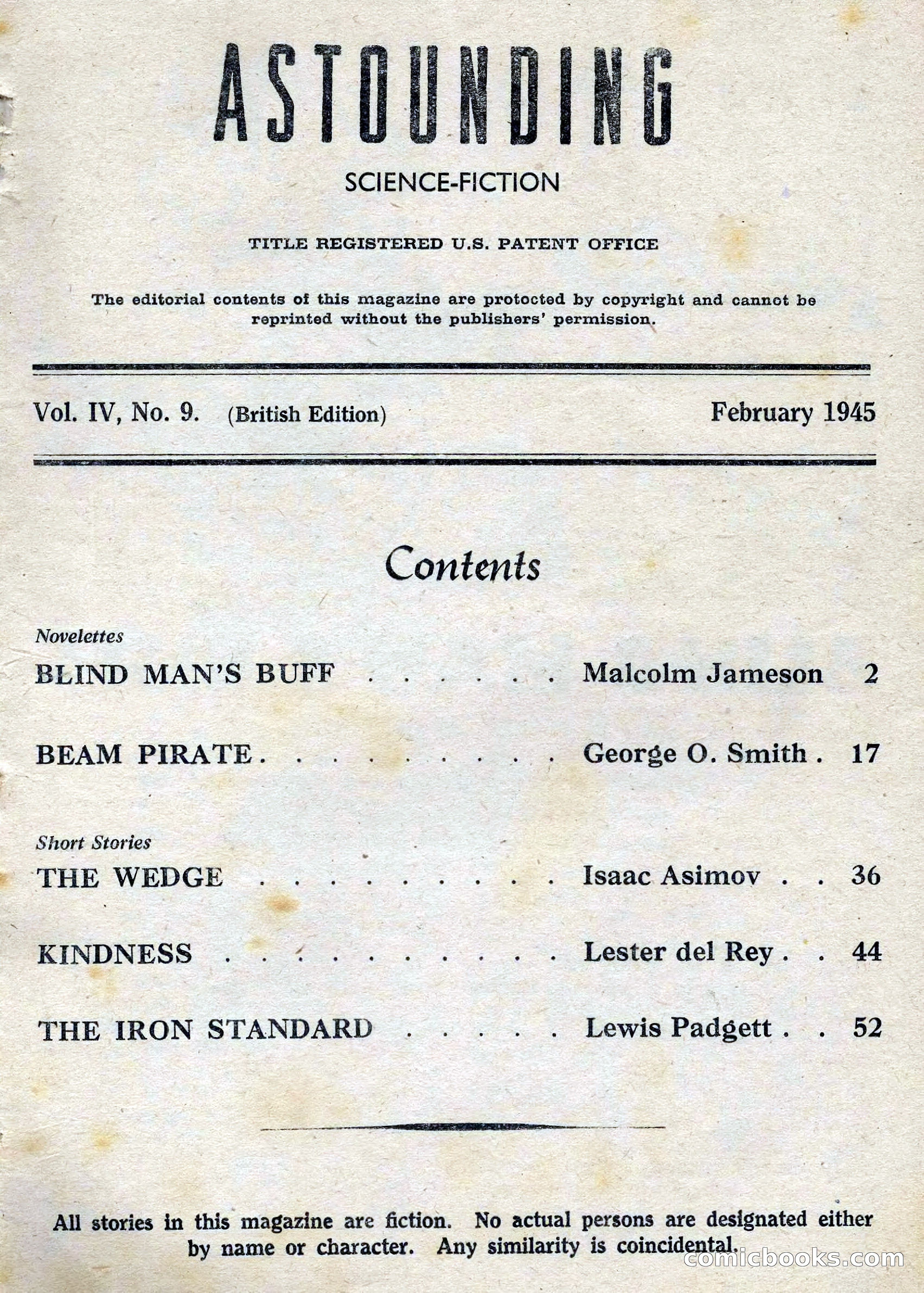 Astounding Science Fiction, February 1945 (British Edition) — page 3 of 69