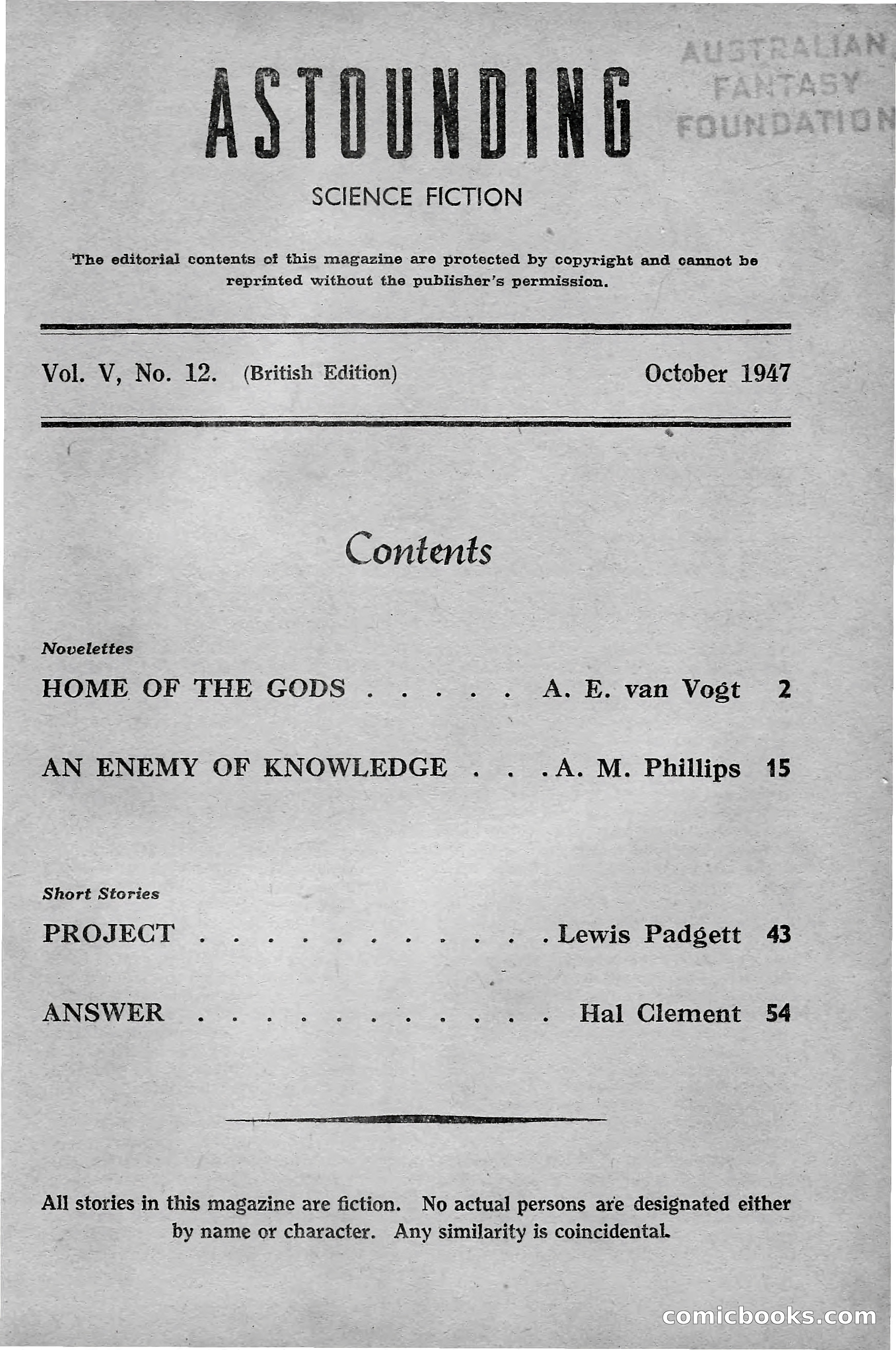 Astounding Science Fiction, October 1947 — page 3 of 68