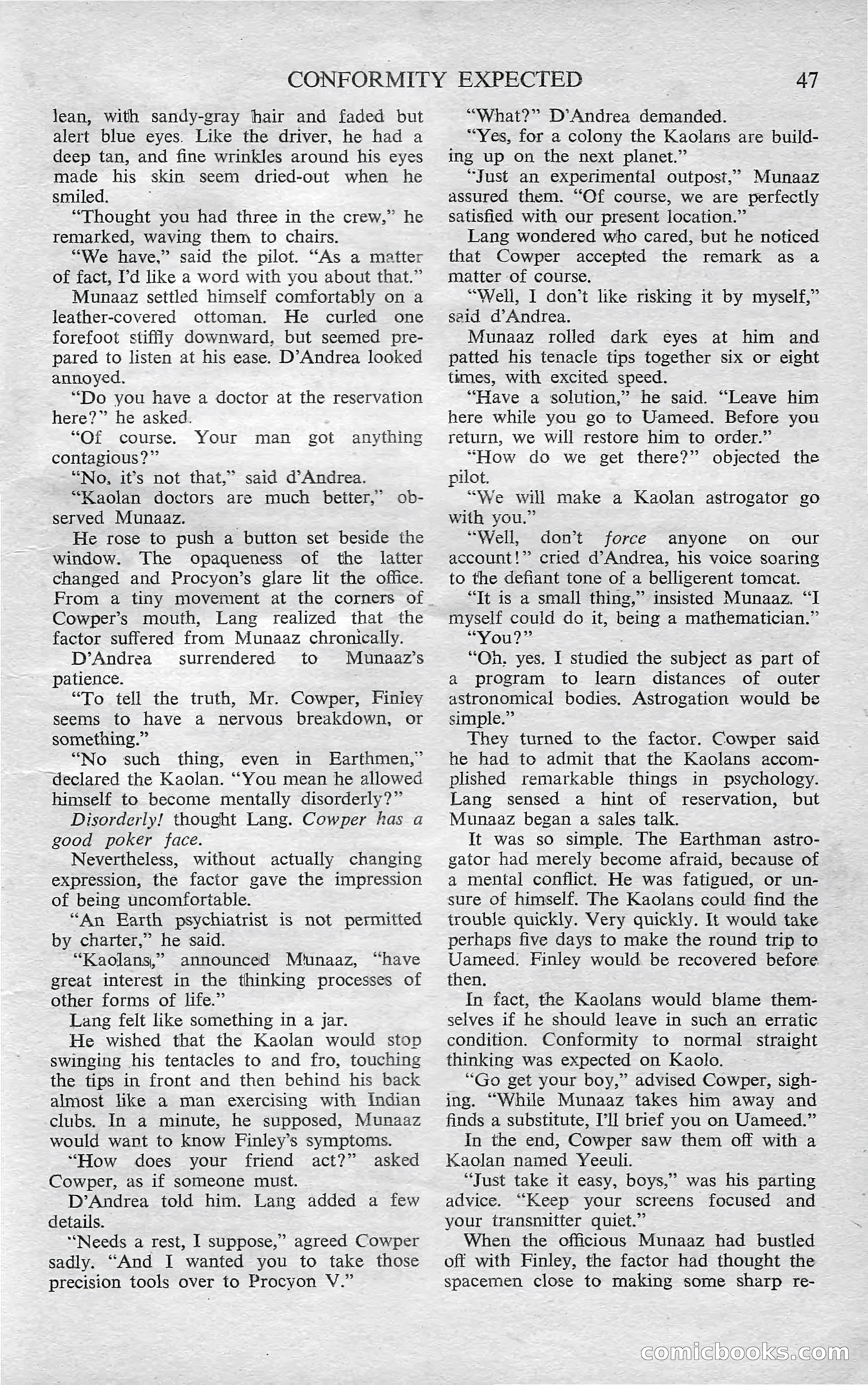 Astounding Science Fiction, October 1950 — page 49 of 68