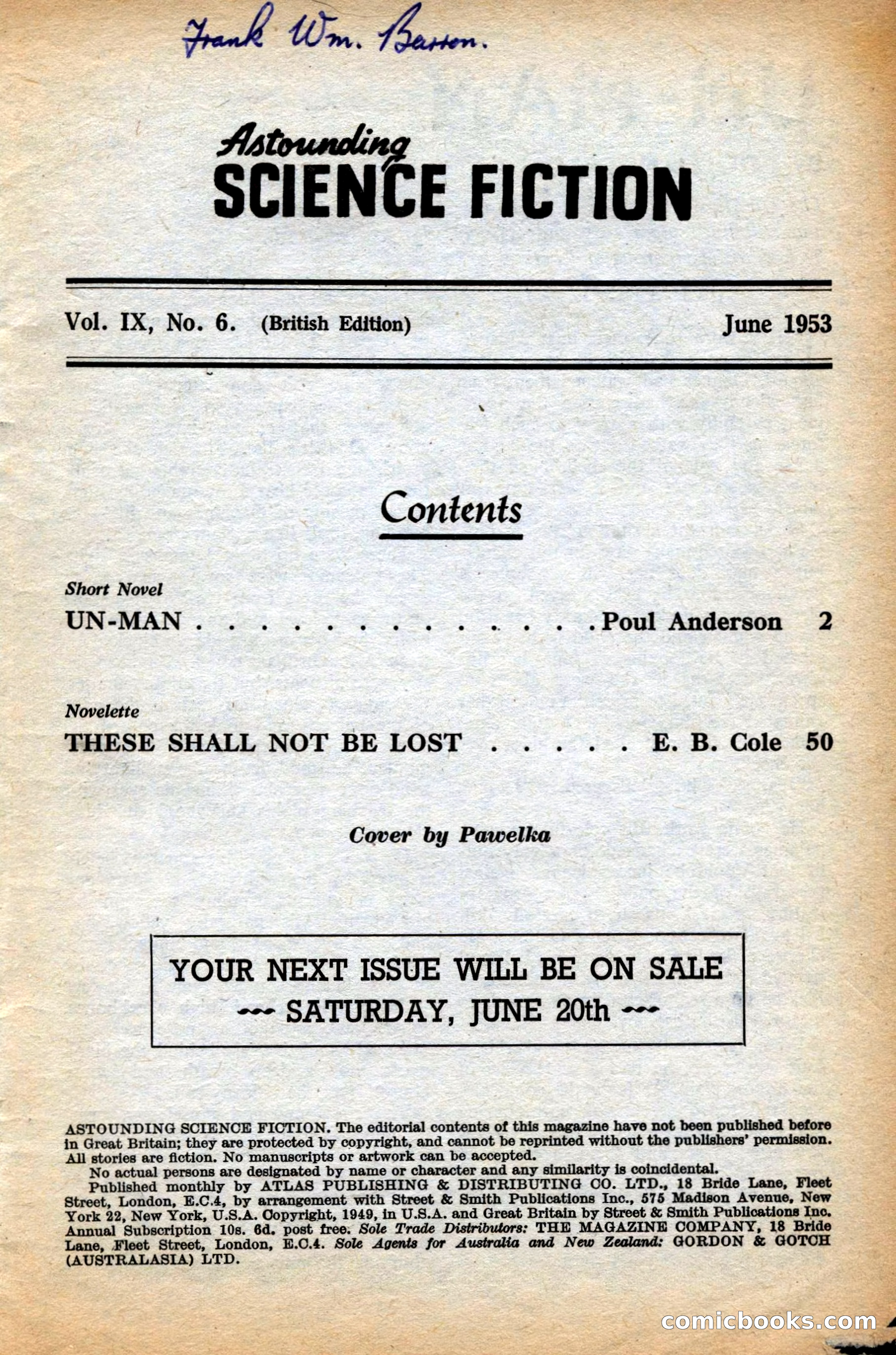 Astounding British Edition, Vol. 9, No. 6 — page 3 of 68