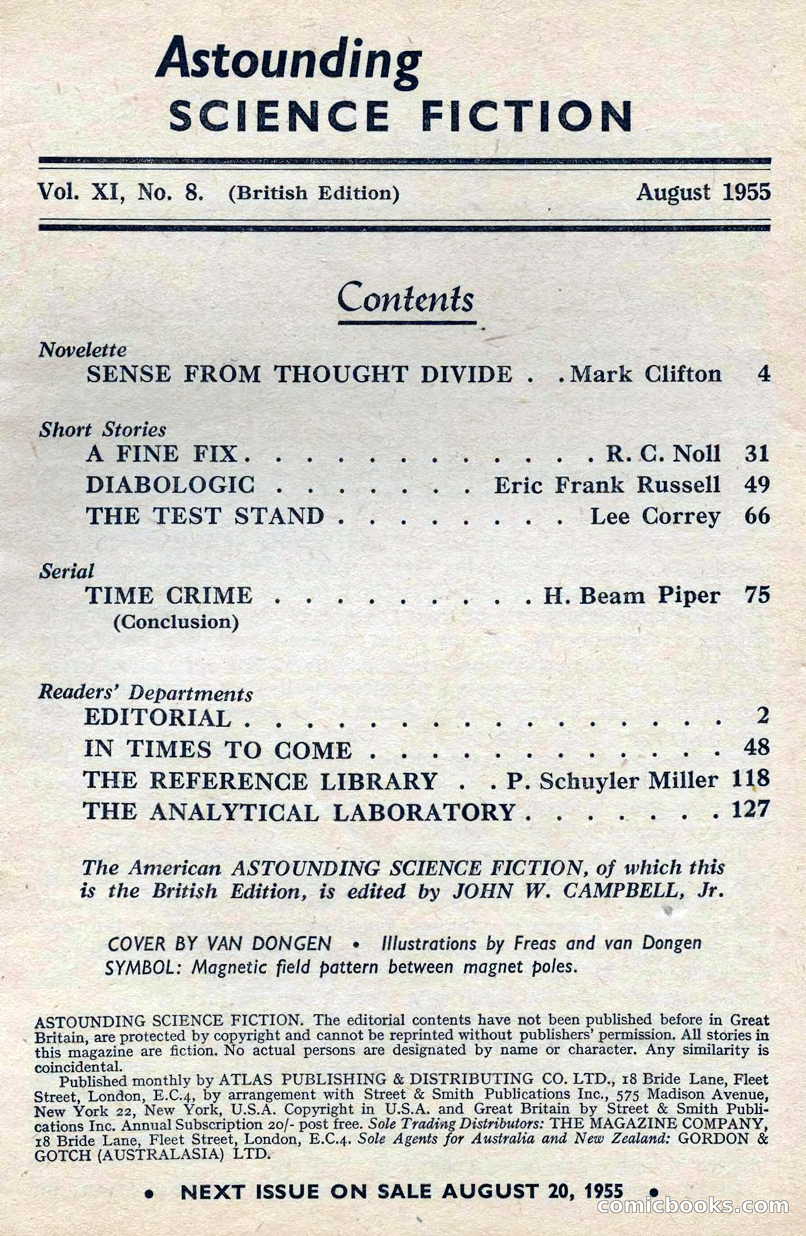Astounding Science Fiction, August 1955 (British Edition) — page 3 of 133