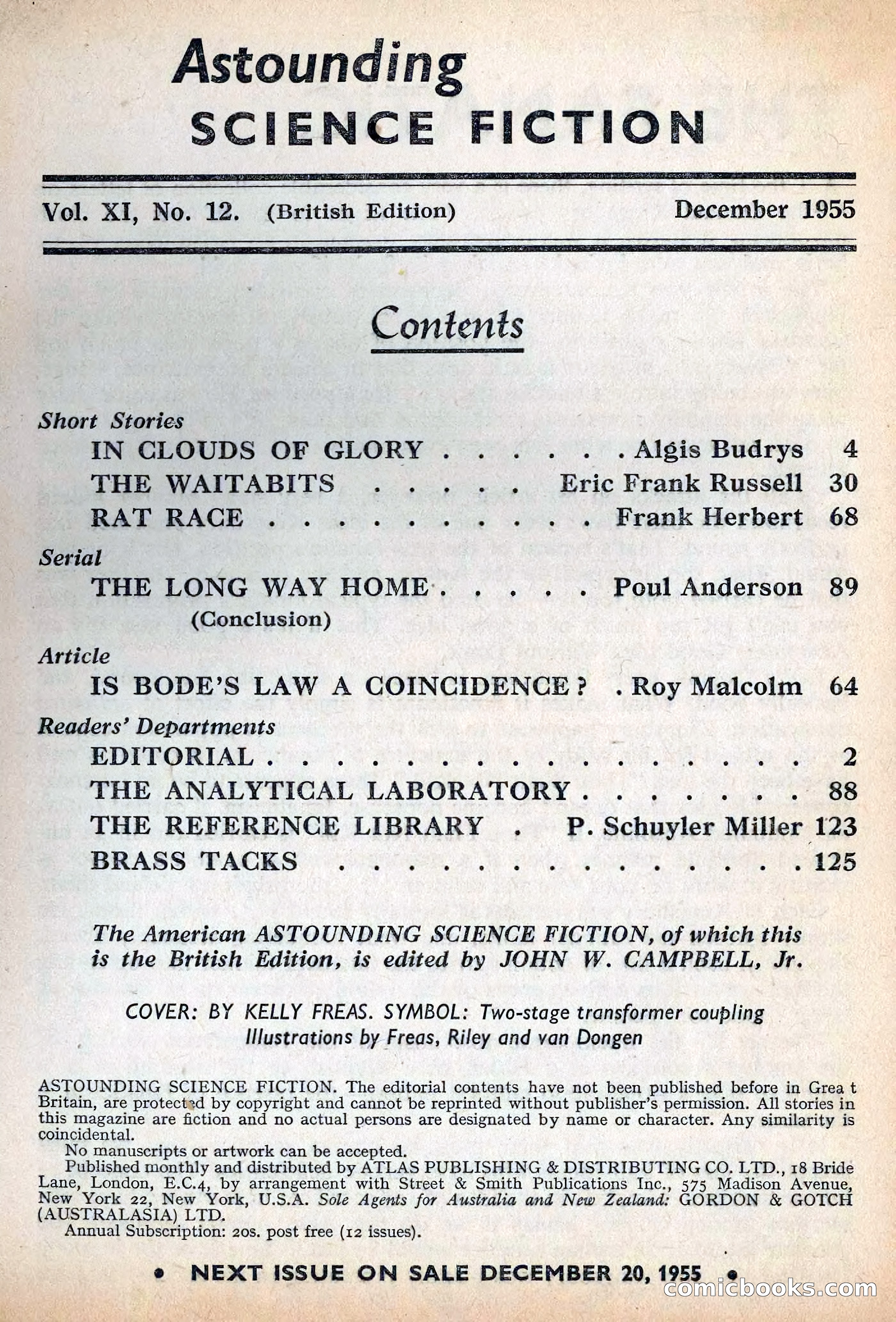 Astounding Science Fiction, British Edition, December 1955 — page 3 of 133